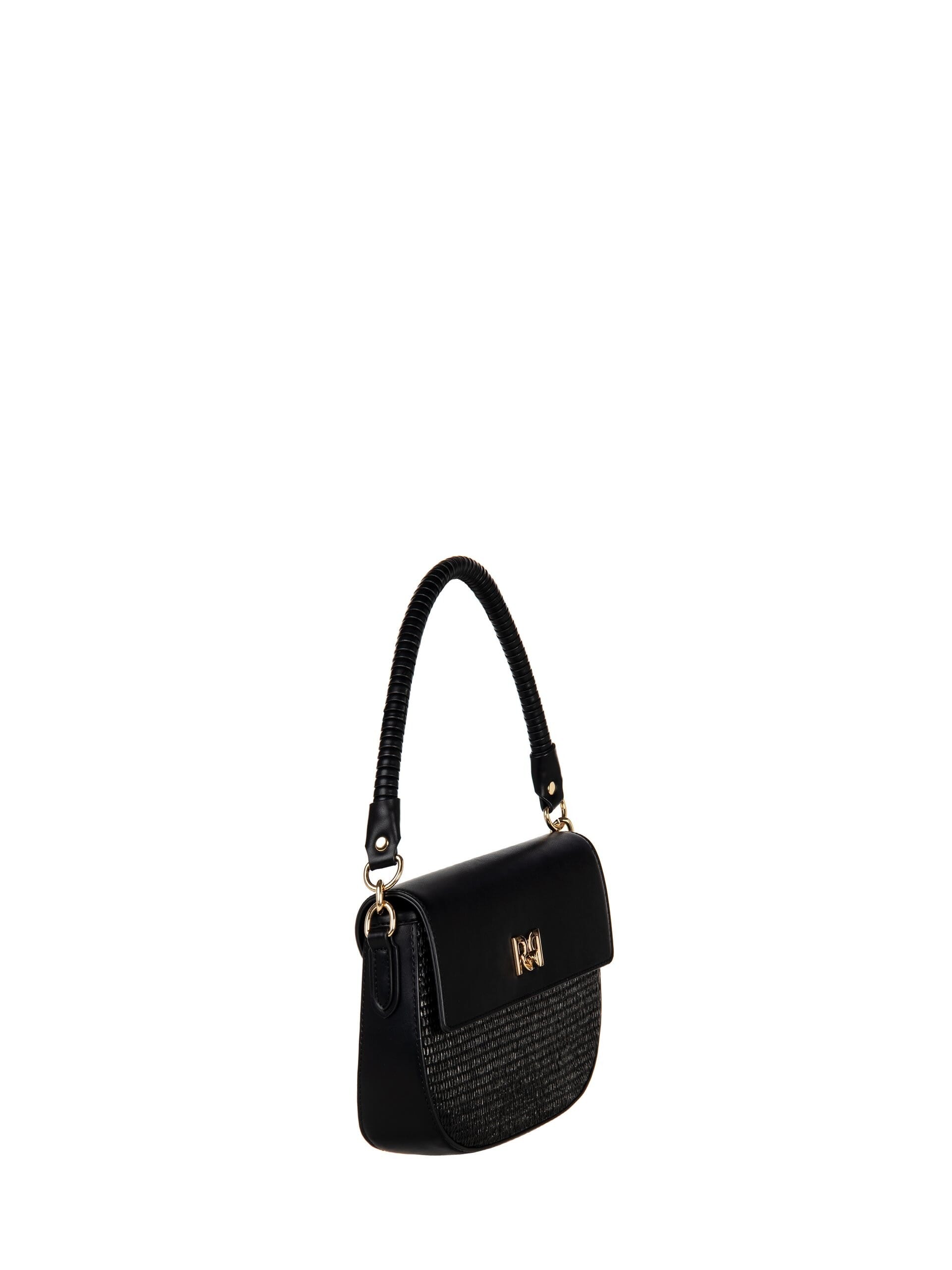 Borsa A Spalla In Similpelle Con Intreccio Effetto Paglia E Tracolla Regolabile Removibile Rinascimento