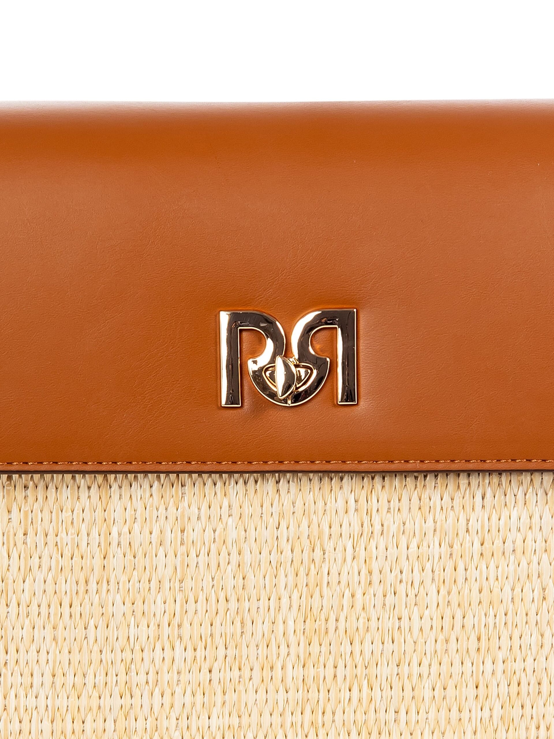 Borsa A Spalla In Similpelle Con Intreccio Effetto Paglia E Tracolla Regolabile Removibile Rinascimento