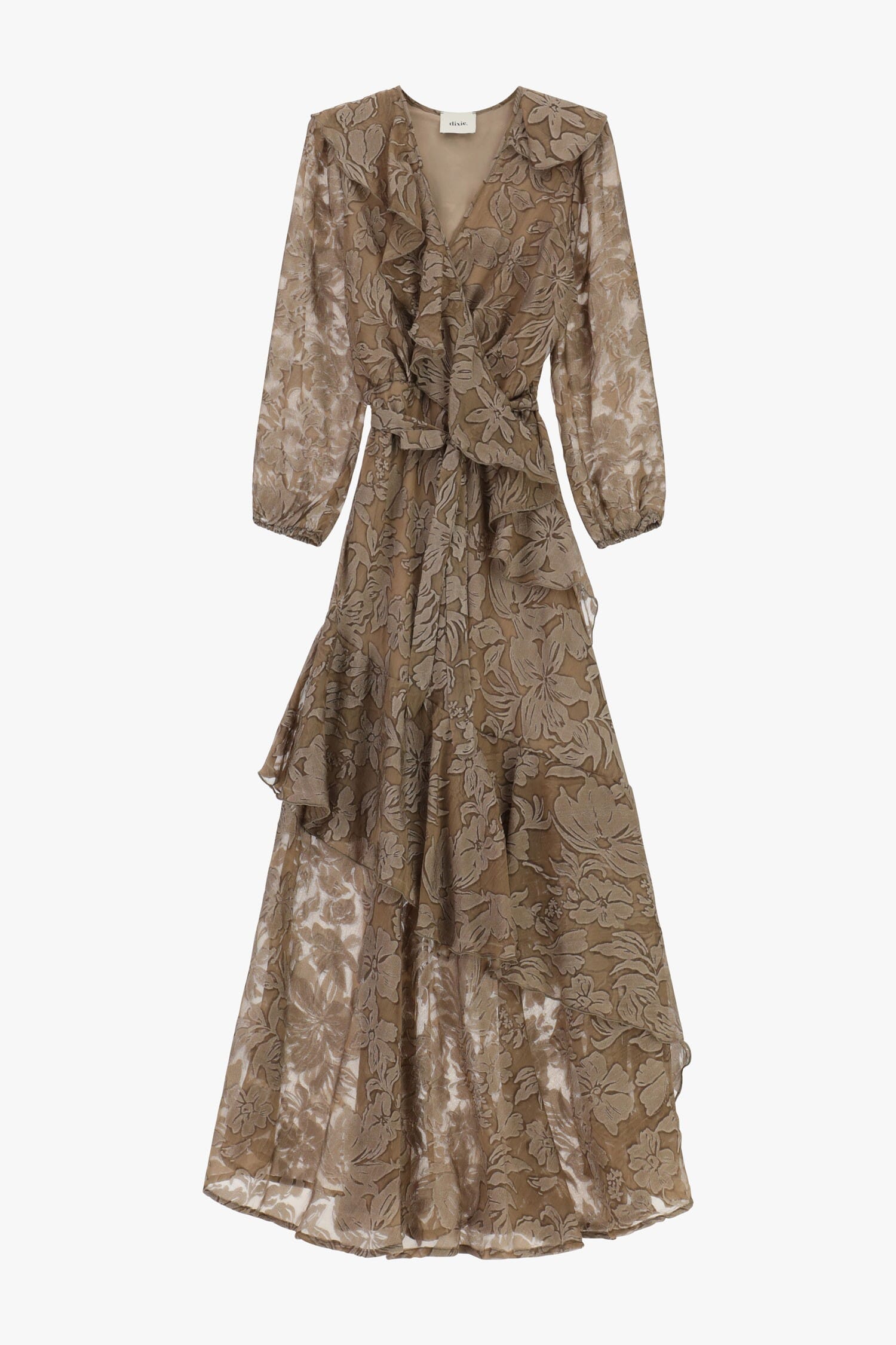 Abito Lungo Con Balze E Fantasia Floreale Dixie