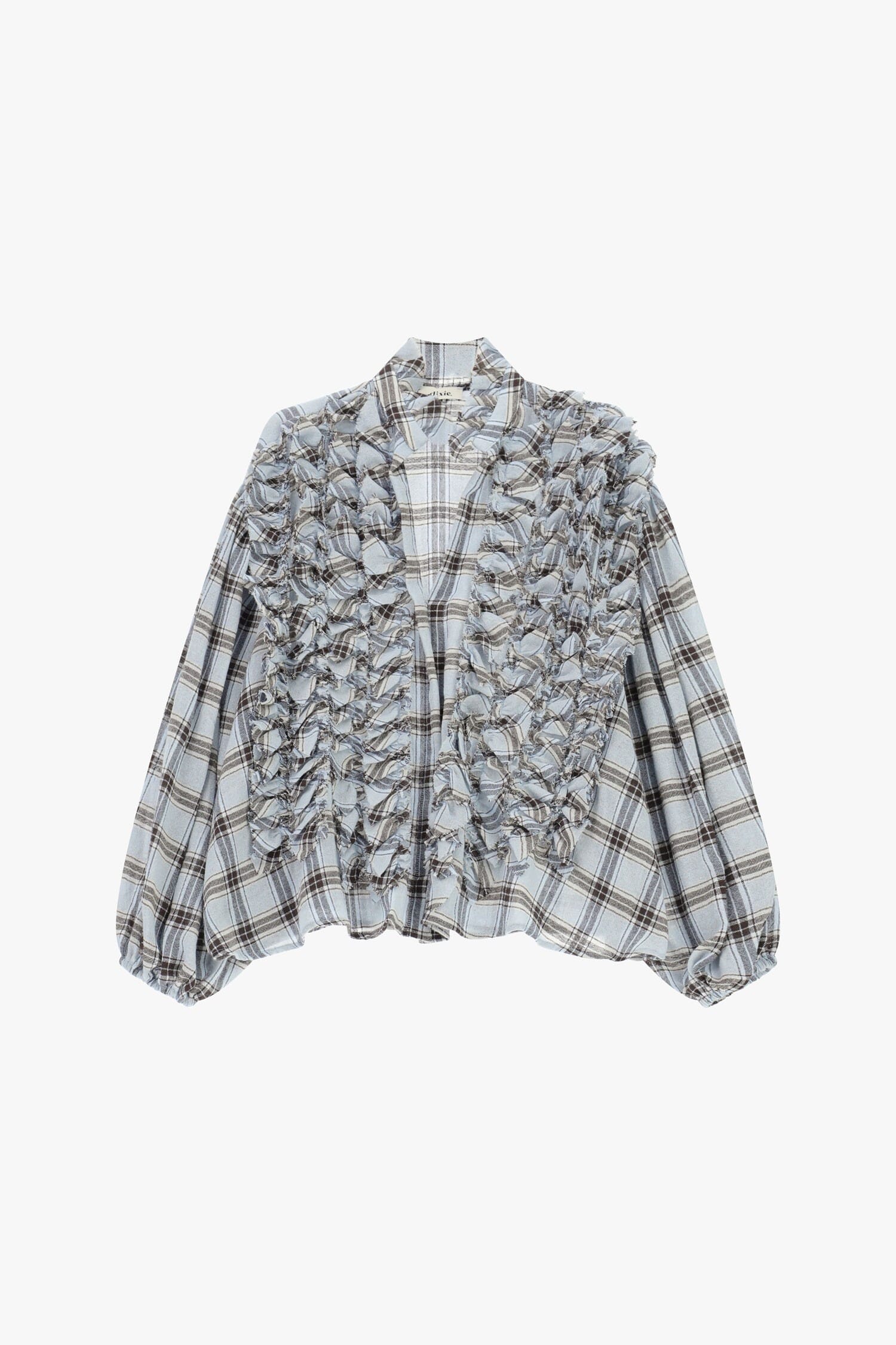 Check Shirt With Wide Sleeves And Front Frills Dixie