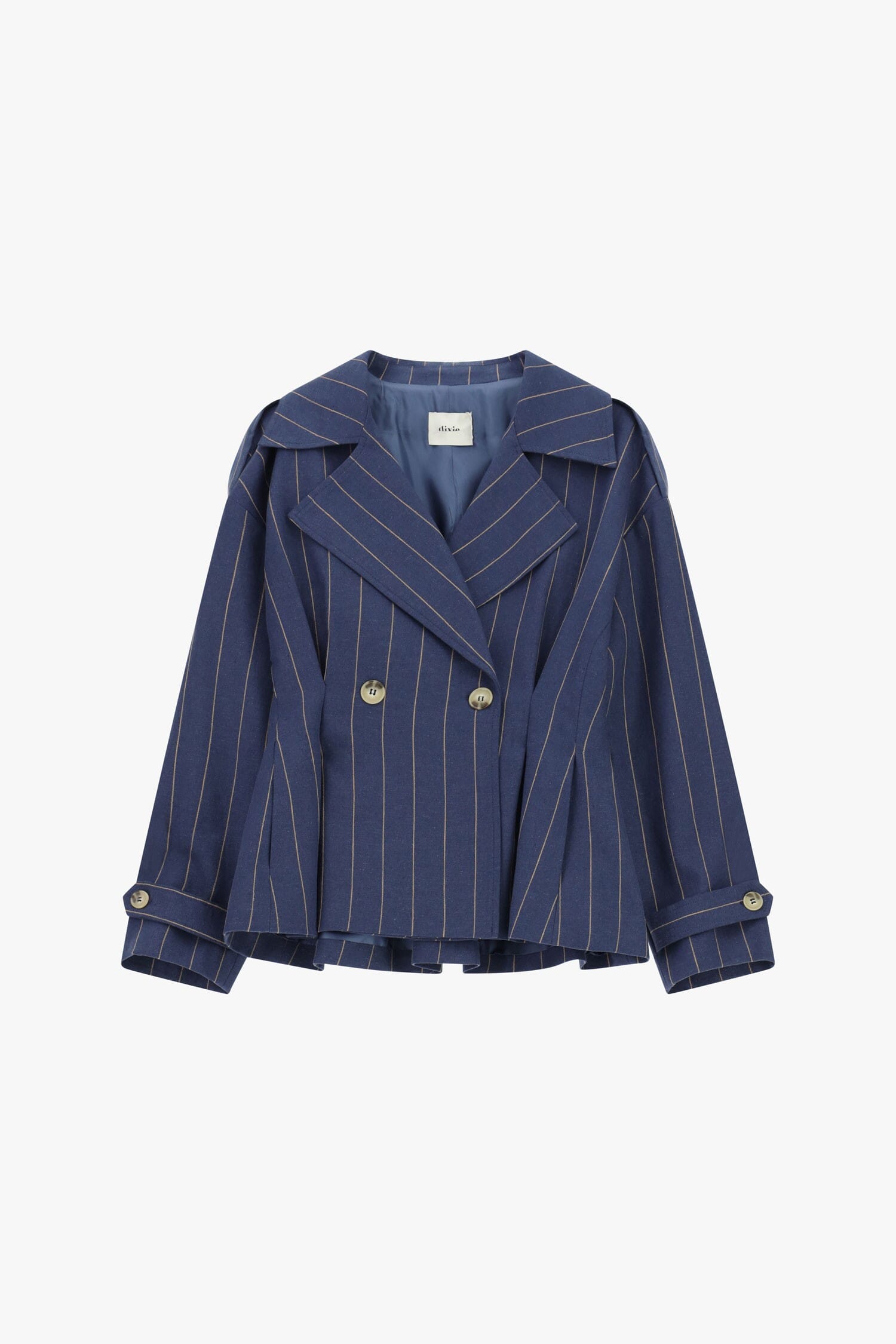 Blazer court à double boutonnage rayé avec boutons Dixie