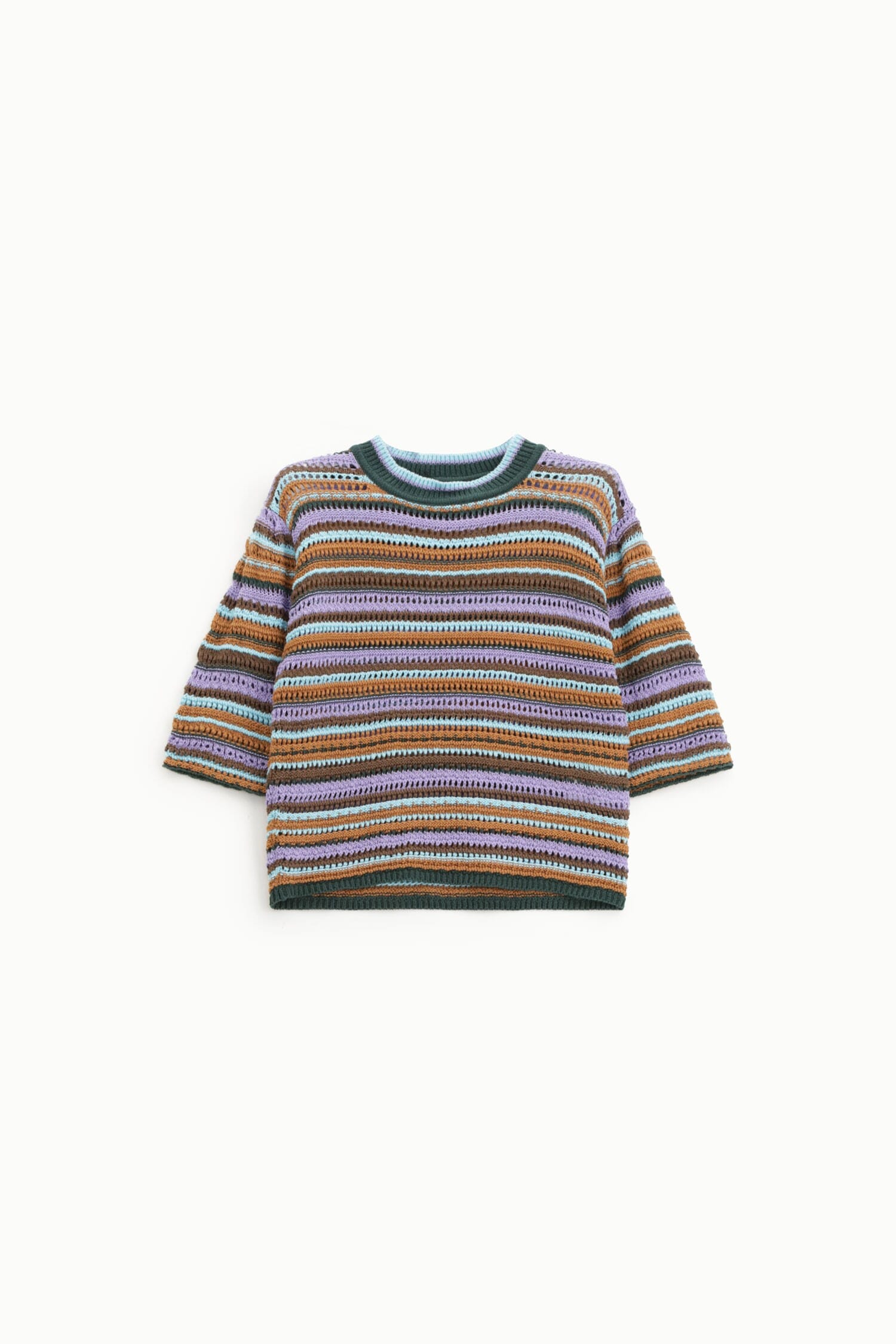 Striped Sweater With Short Sleeves And Crew Neck Dixie