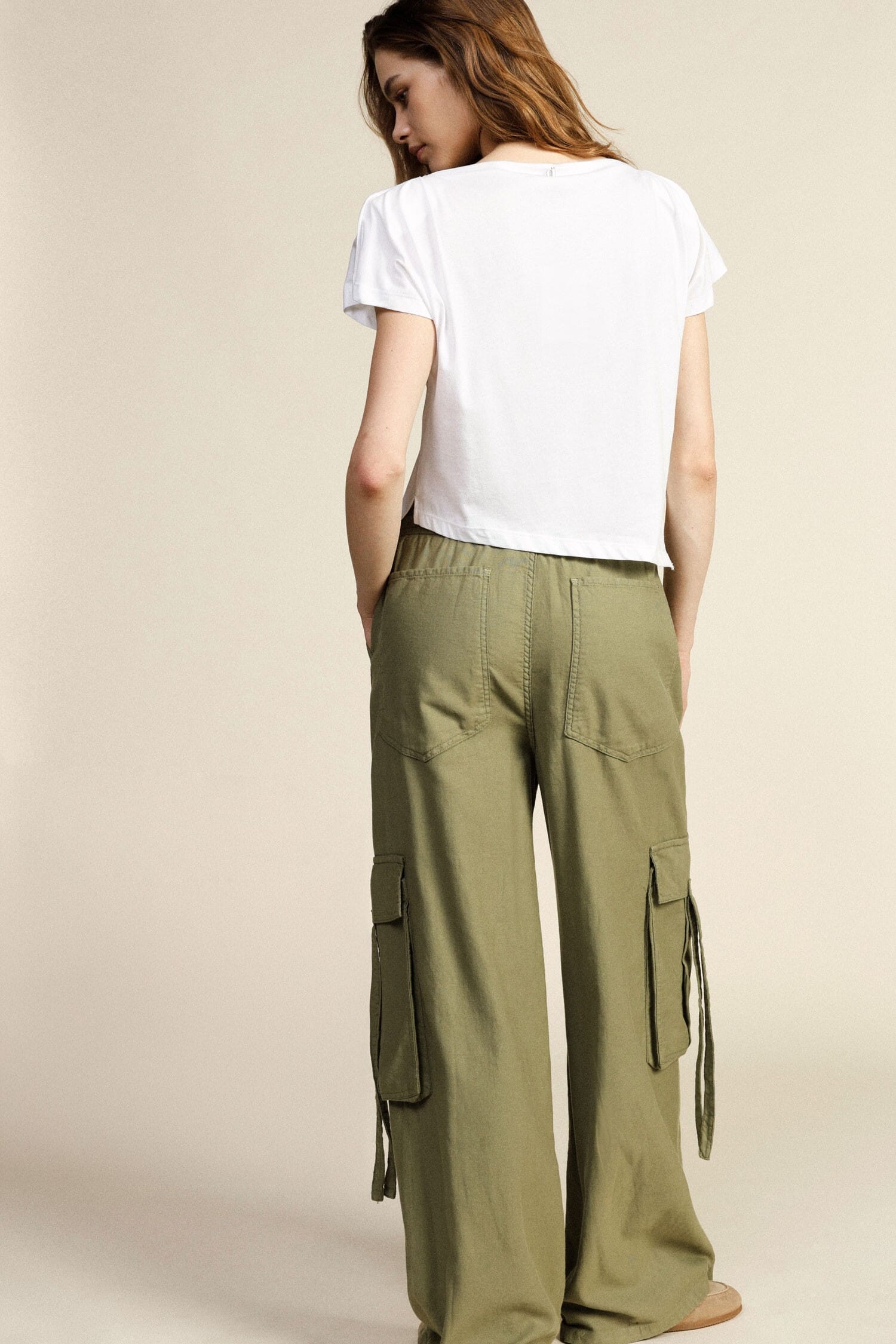 Trousers Palazzo Cargo Drawstring Side Pockets Dixie