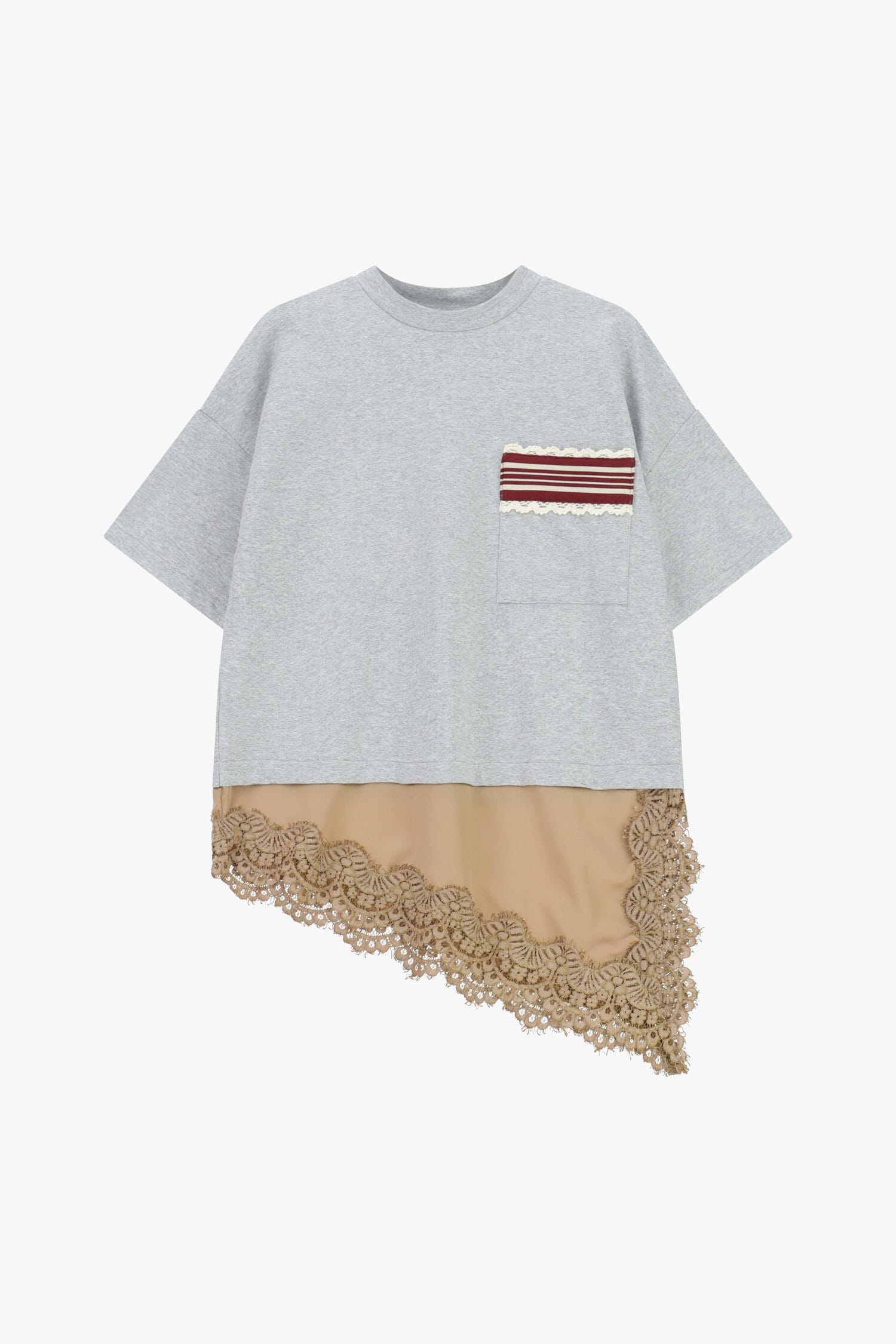 T-Shirt Maniche Corte Taschino E Bordo In Pizzo Dixie