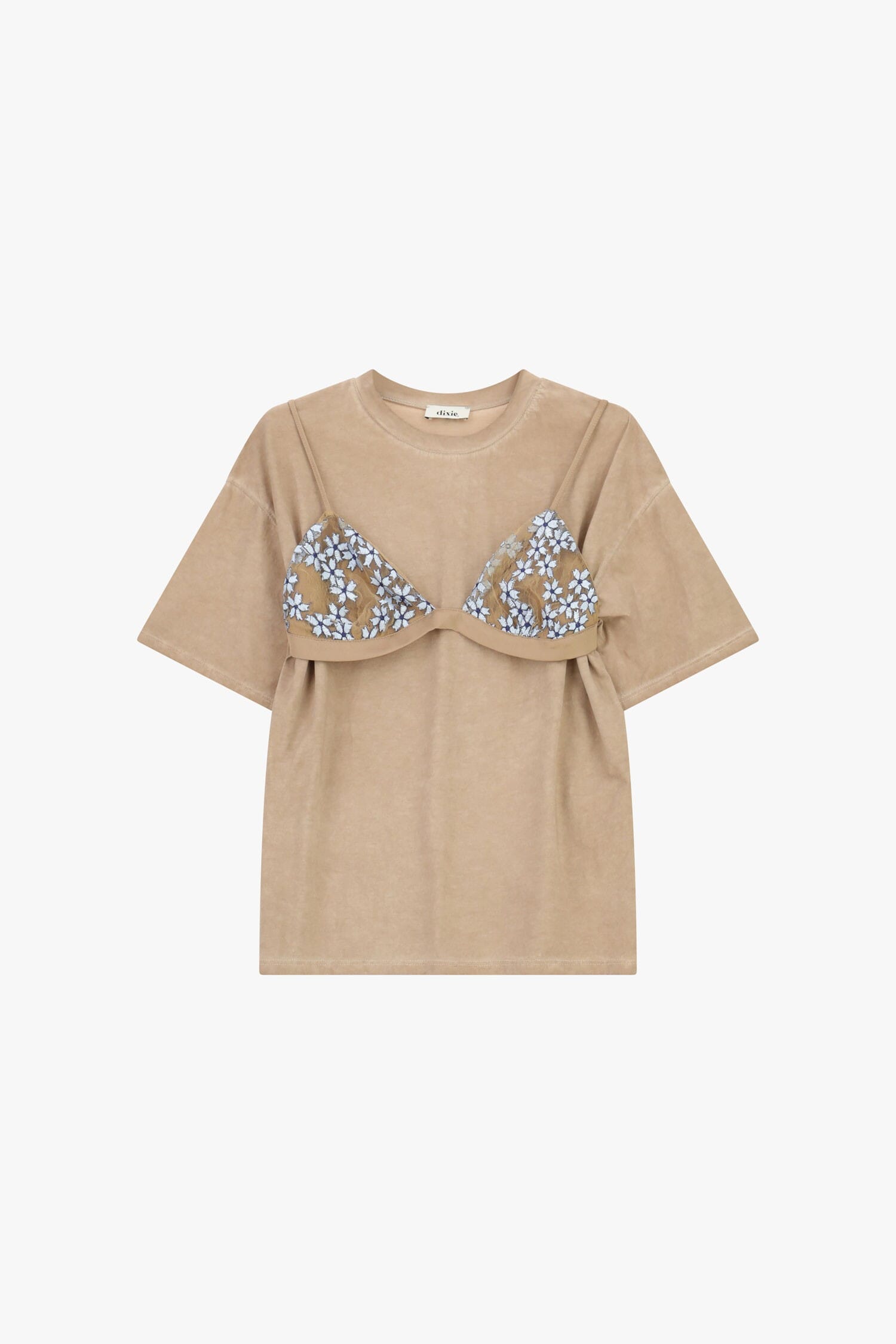 T-Shirt Maniche Corte Con Dettagli Floreali Applicati Dixie