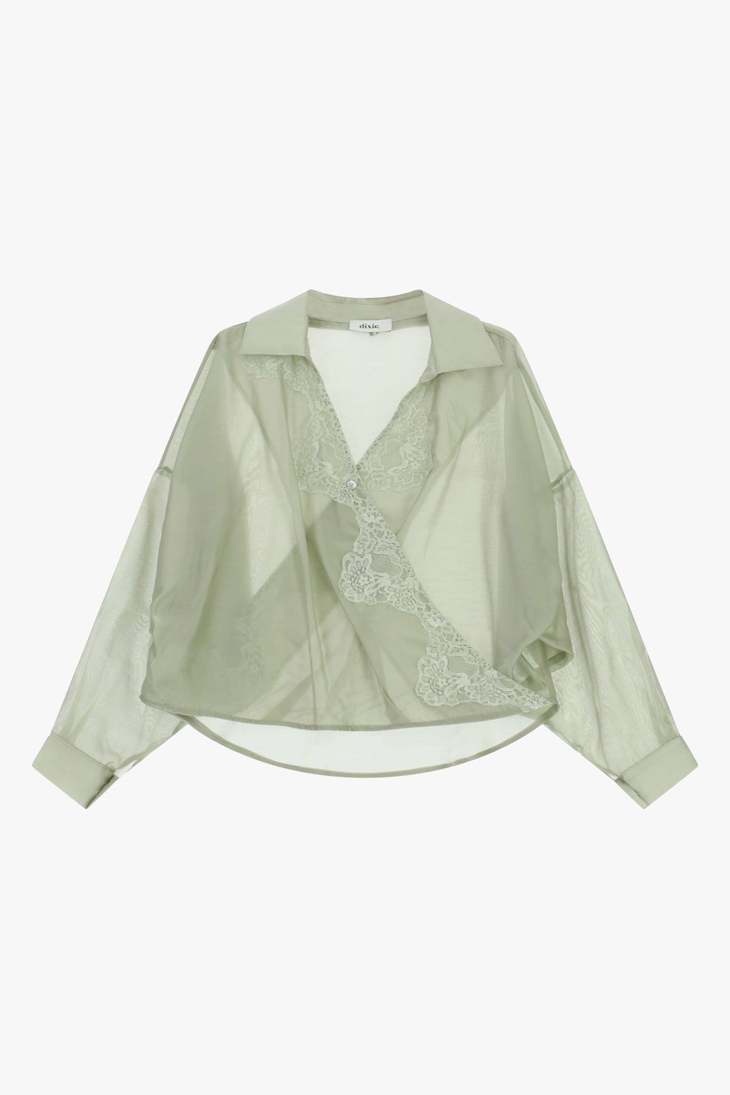Semi-transparent shirt with lace and classic collar Dixie