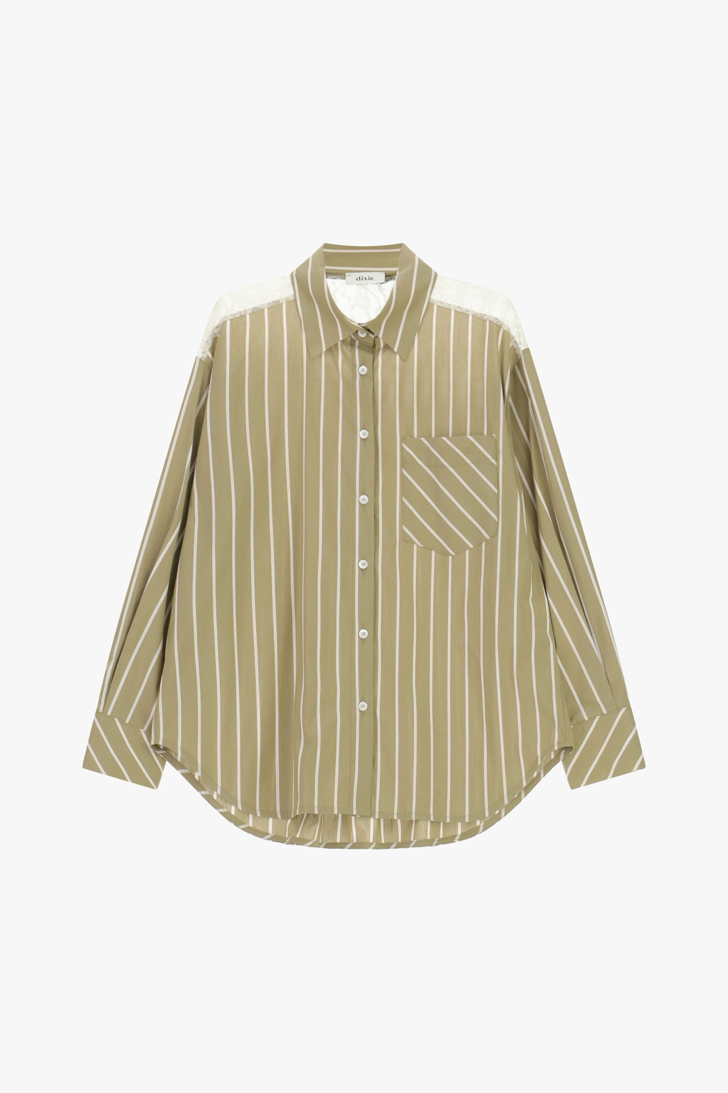 Chemise rayée avec poche et épaules en dentelle Dixie