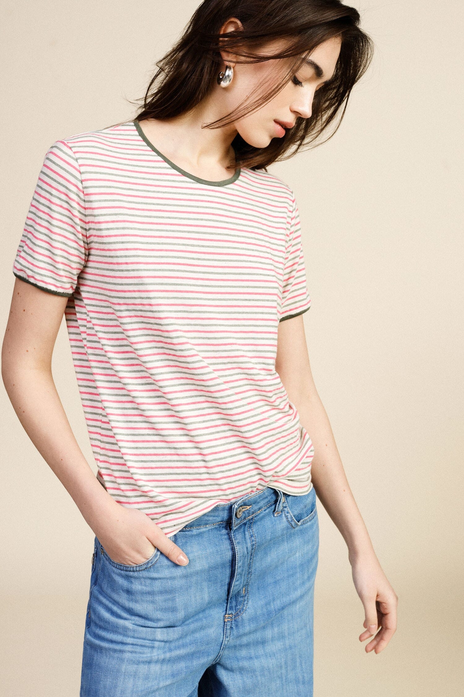 Dixie Round Hem Striped T-Shirt