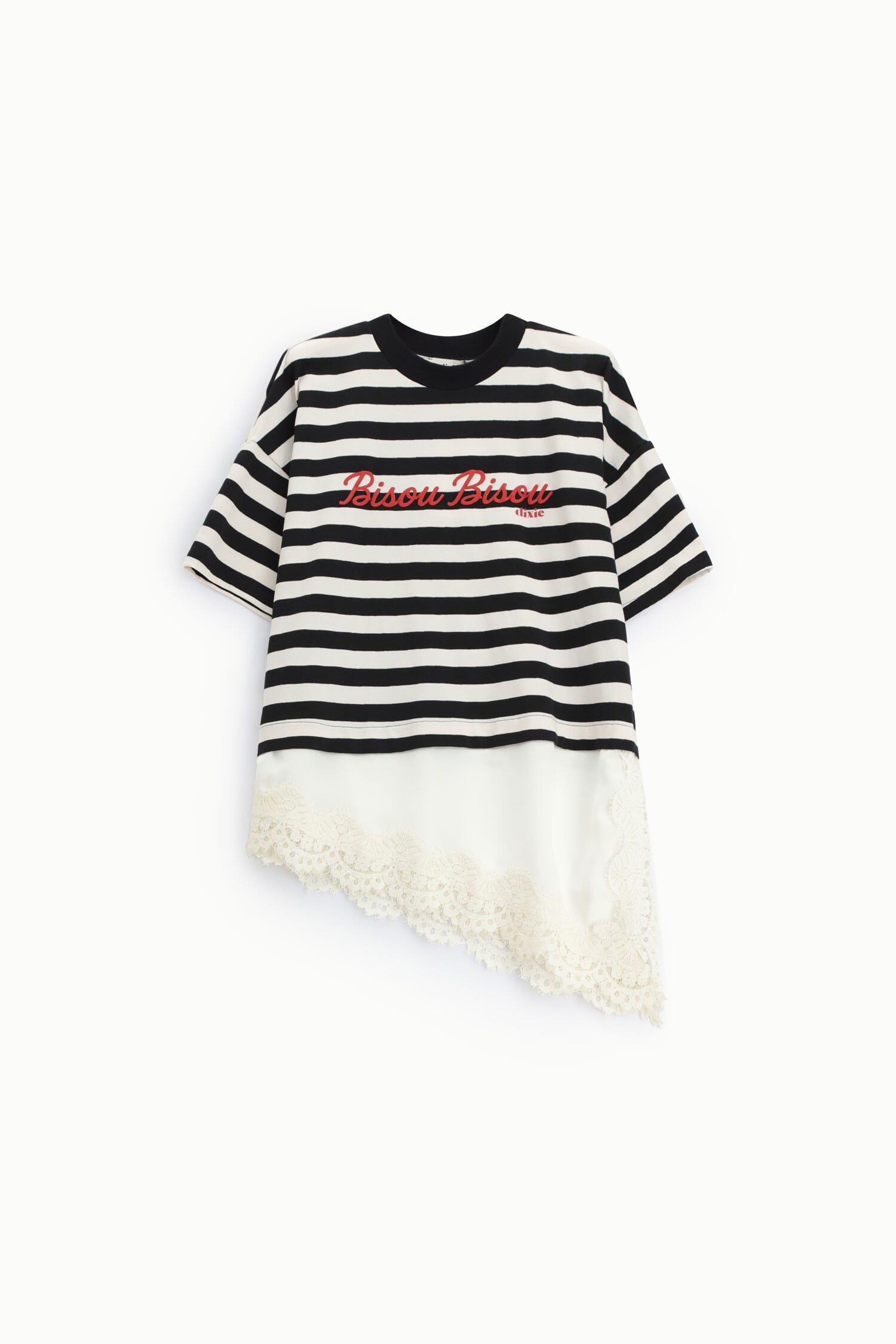 T-Shirt rayé avec lettrage et bordure asymétrique Dixie