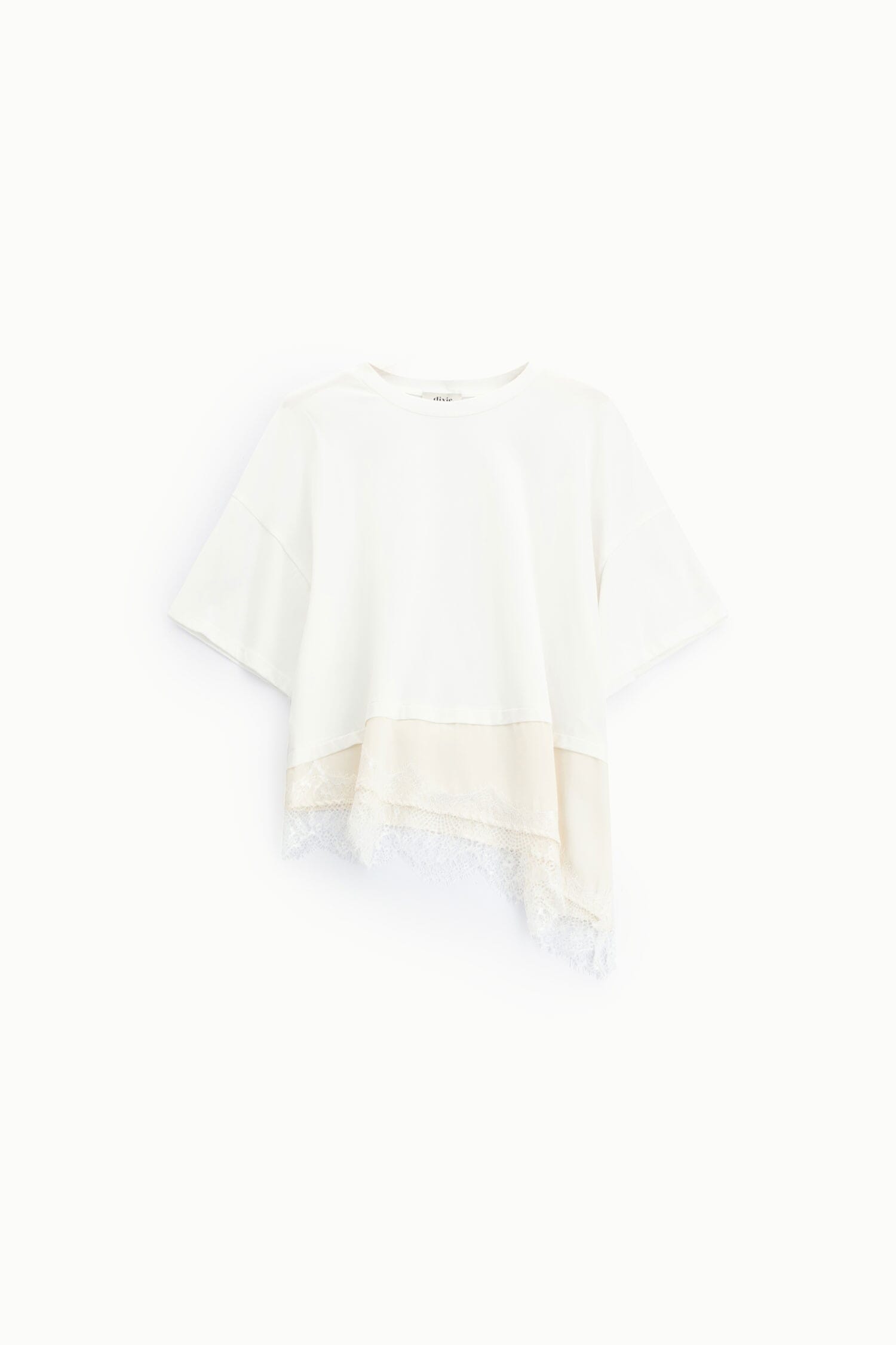 Dixie Short T-Shirt With Asymmetrical Lace Trim