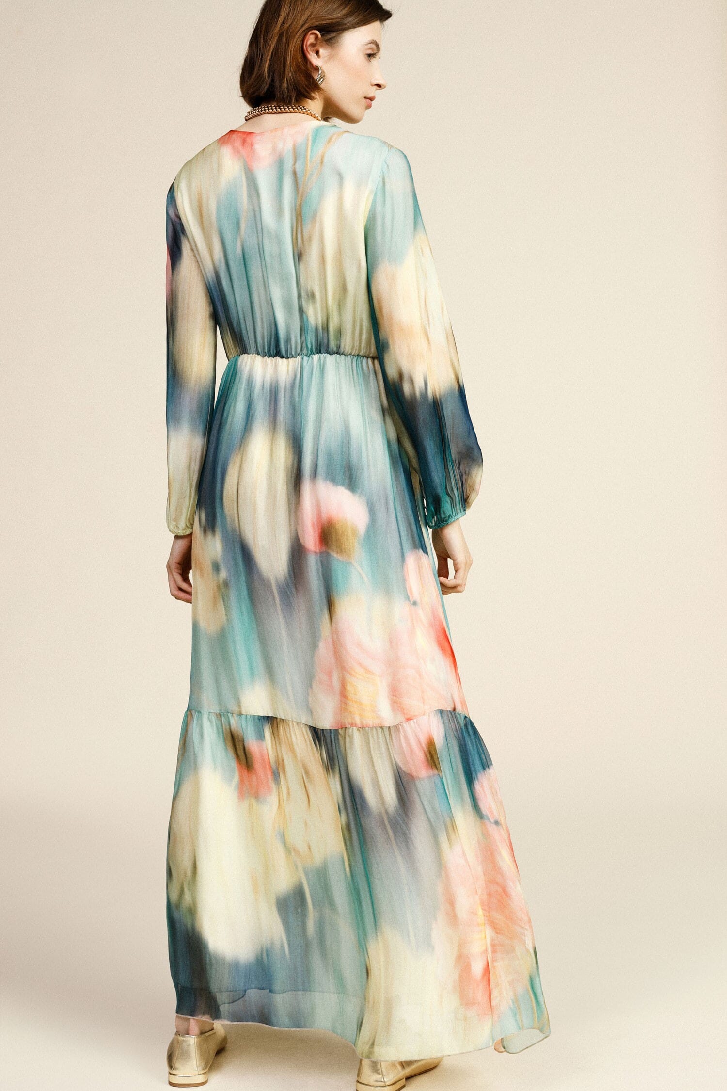 Robe longue imprimé floral col en V Dixie