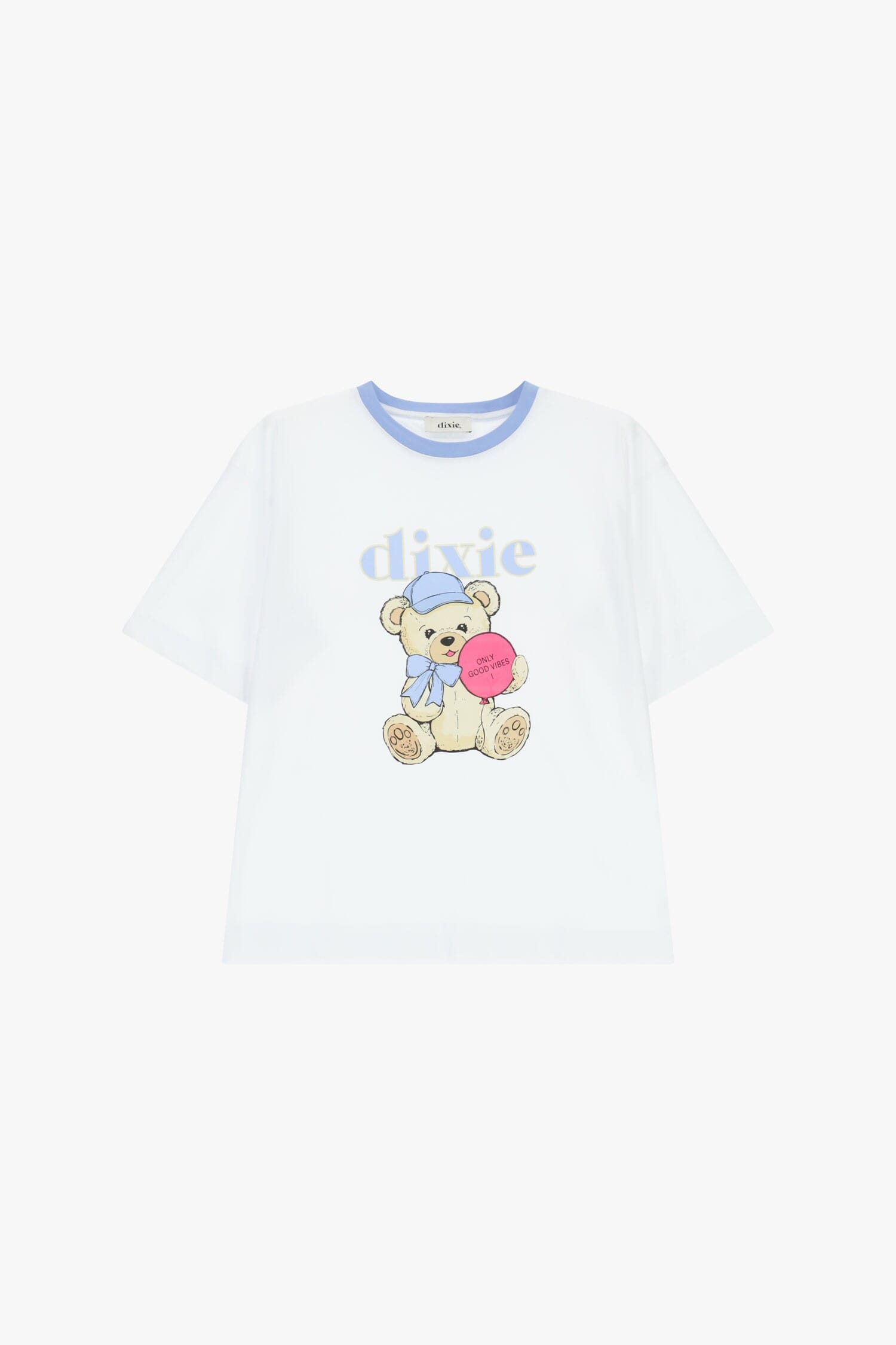 Crew-neck T-shirt with bear print and Dixie lettering