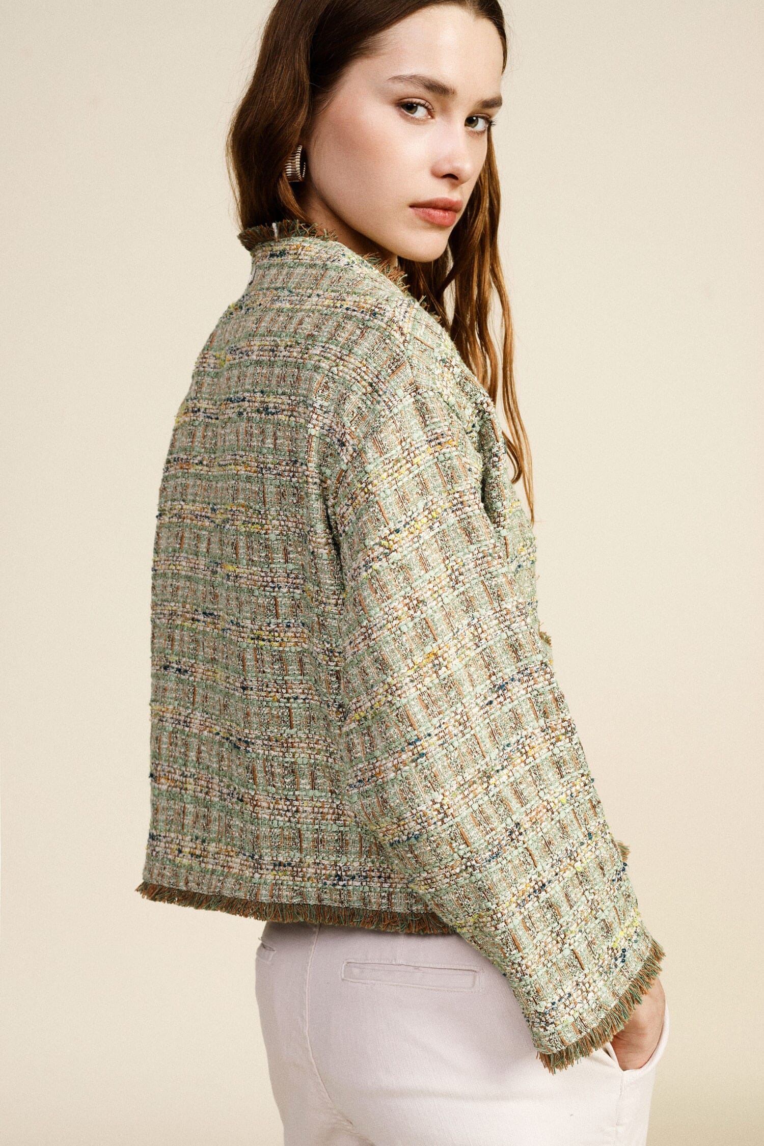 Short Tweed Jacket With Patch Pockets Dixie