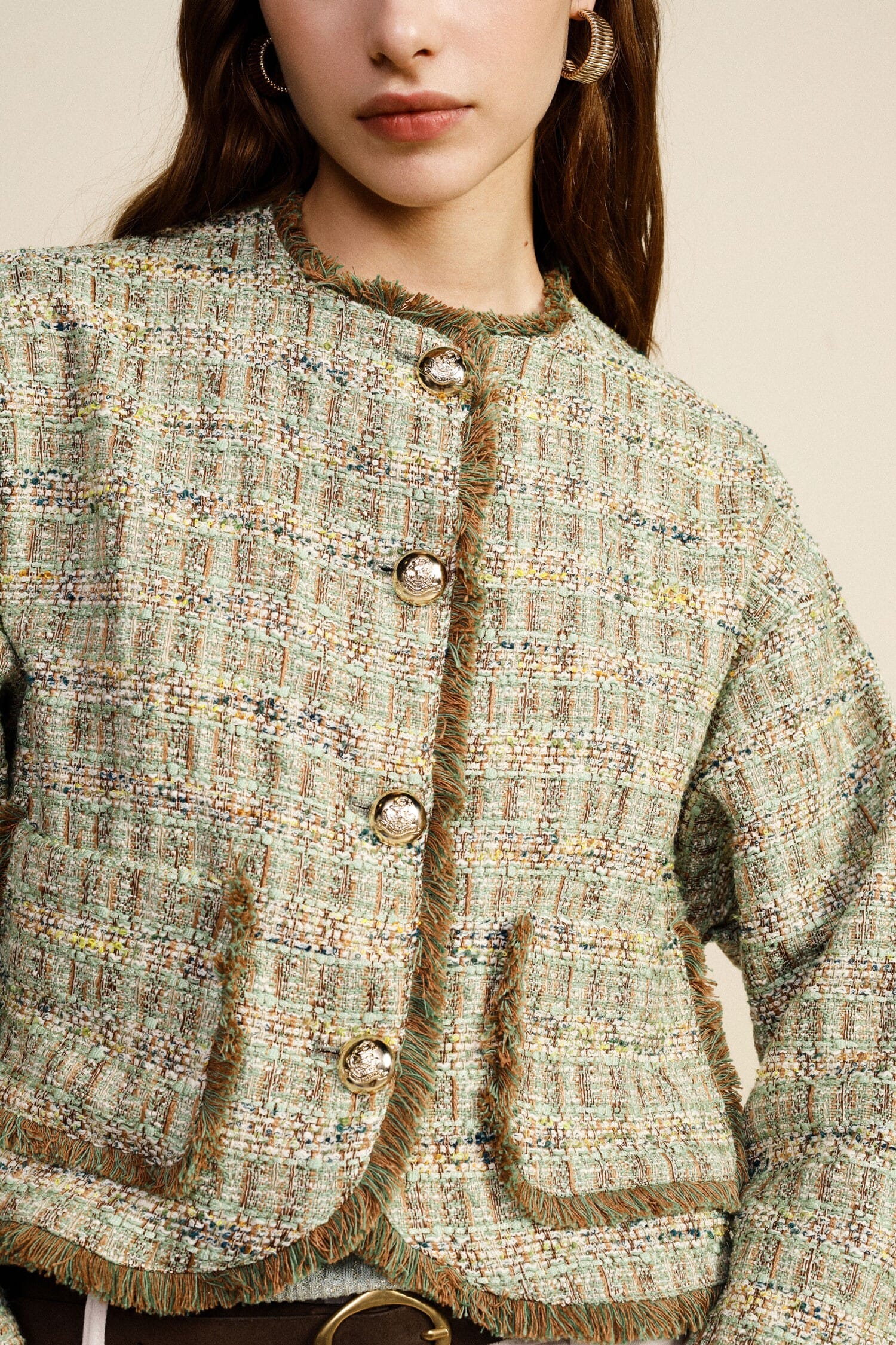 Short Tweed Jacket With Patch Pockets Dixie