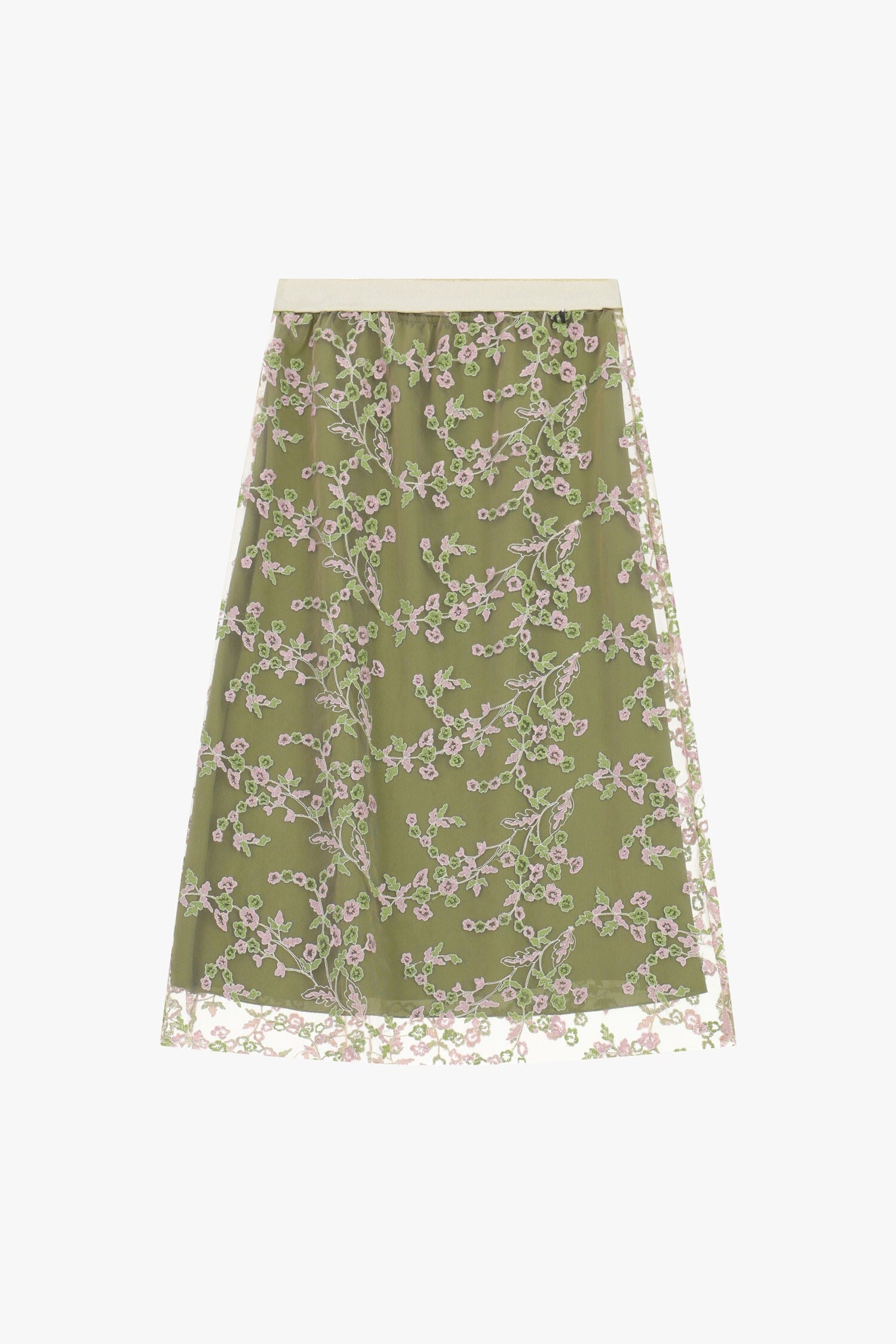 Jupe midi avec broderie florale transparente Dixie