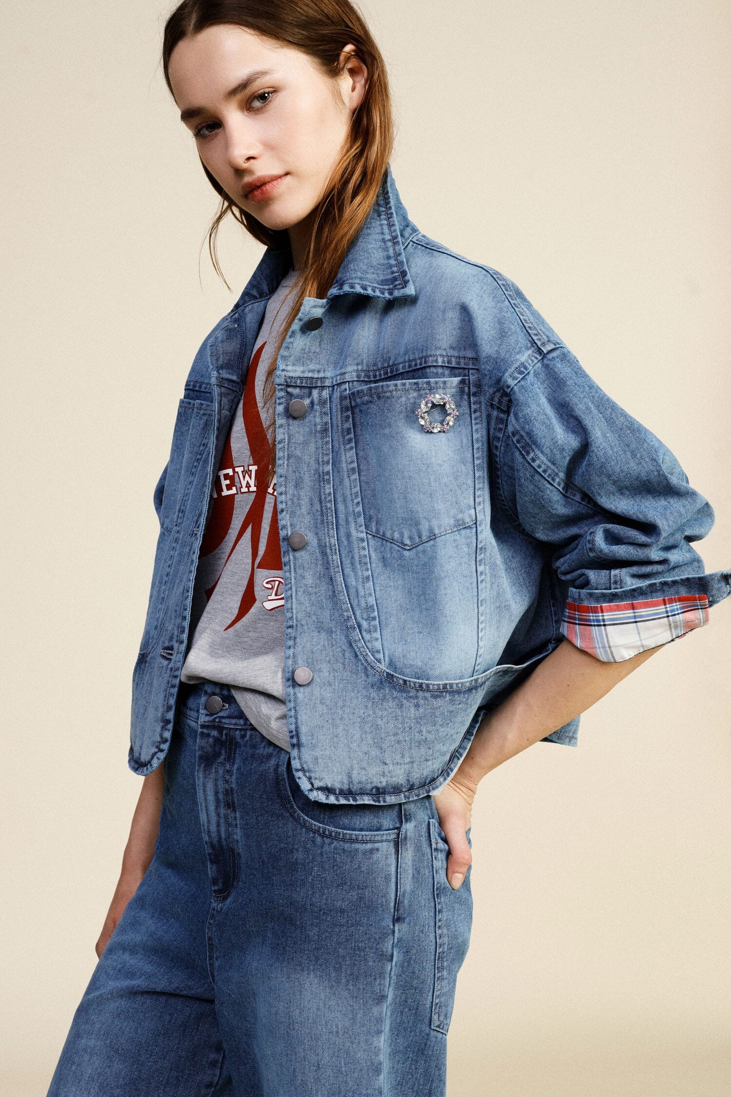 Denim Jacket Con Tasche Frontali E Taglio Dritto Dixie