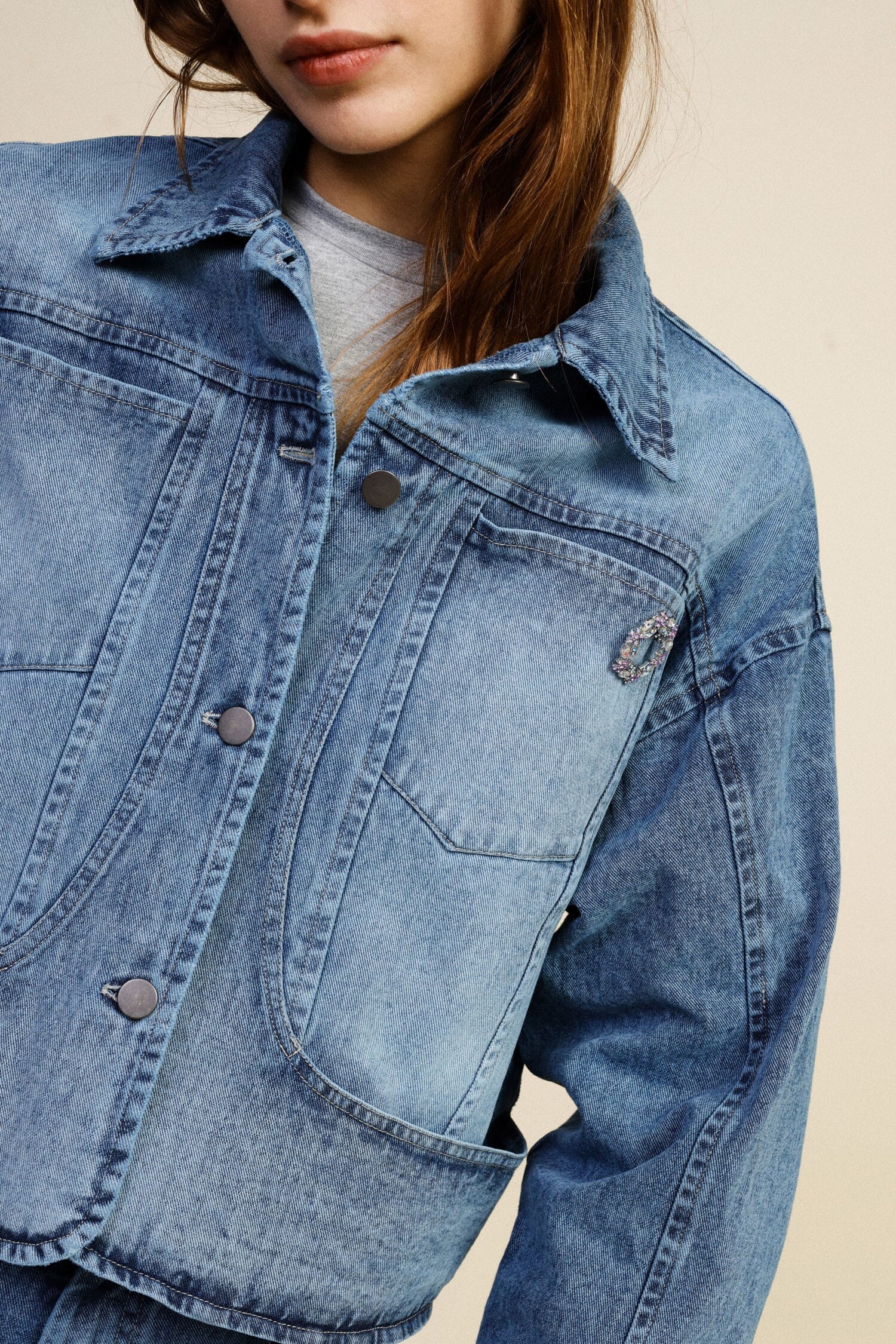Denim Jacket Con Tasche Frontali E Taglio Dritto Dixie