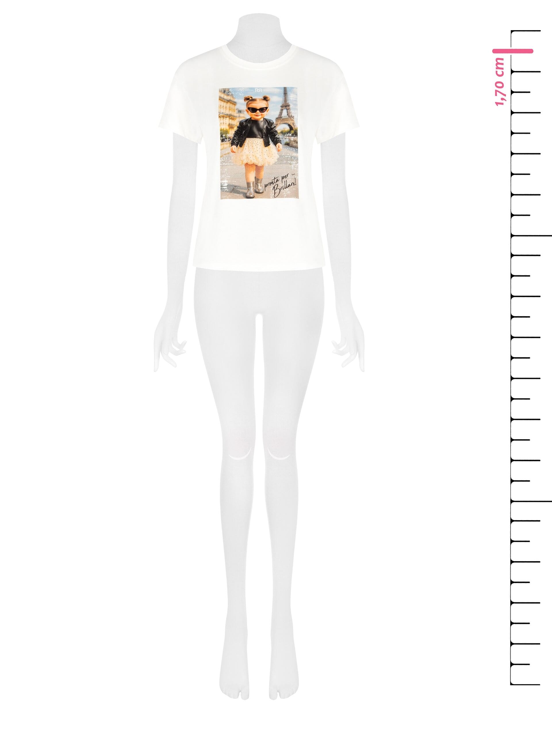 Regular Cotton T-Shirt With Baby Girl Print And Rhinestone Rinascimento