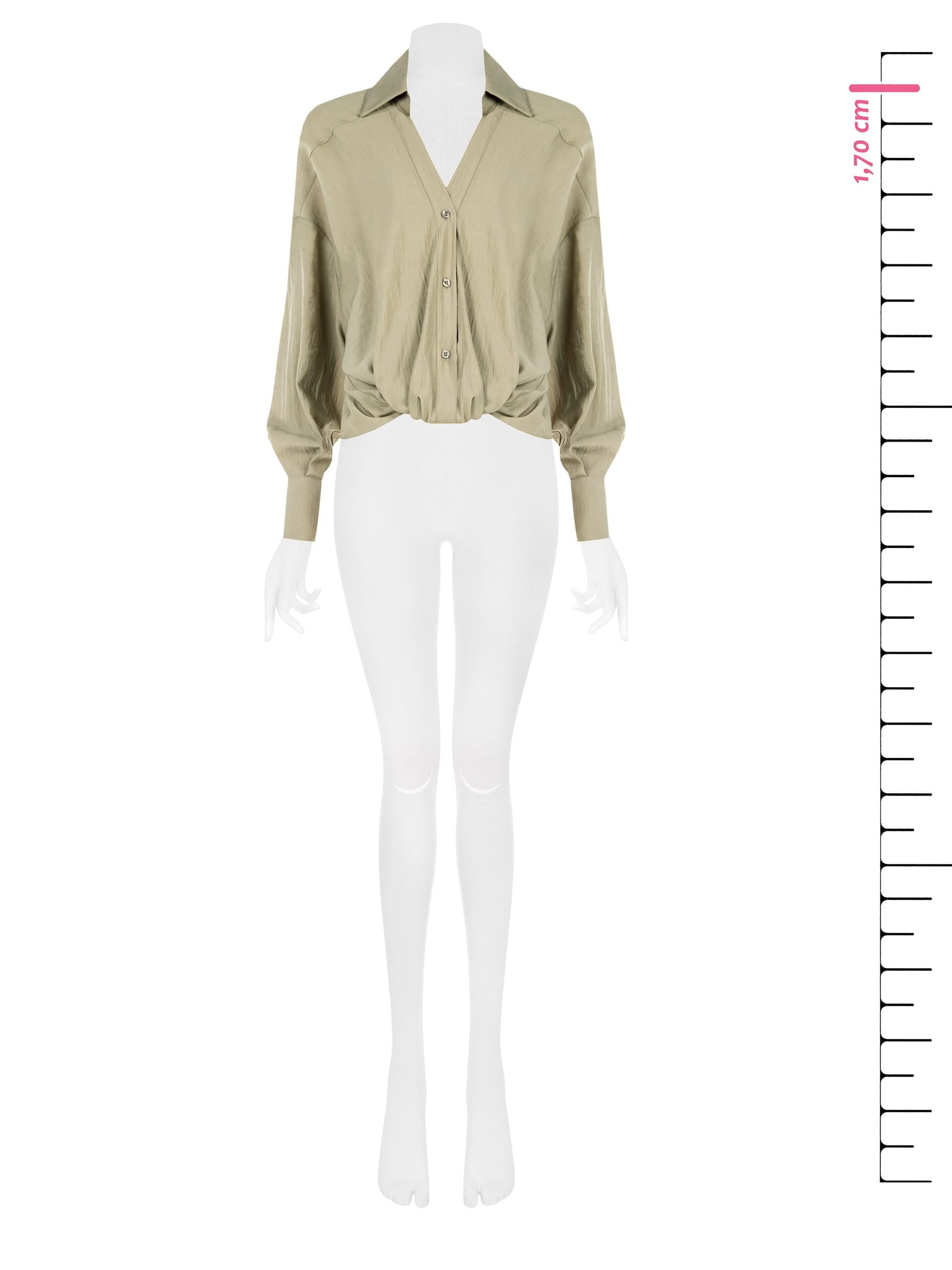 Camicia Ampia A Palloncino Davanti In Tessuto Leggero Misto Viscosa Con Scollo A V Rinascimento