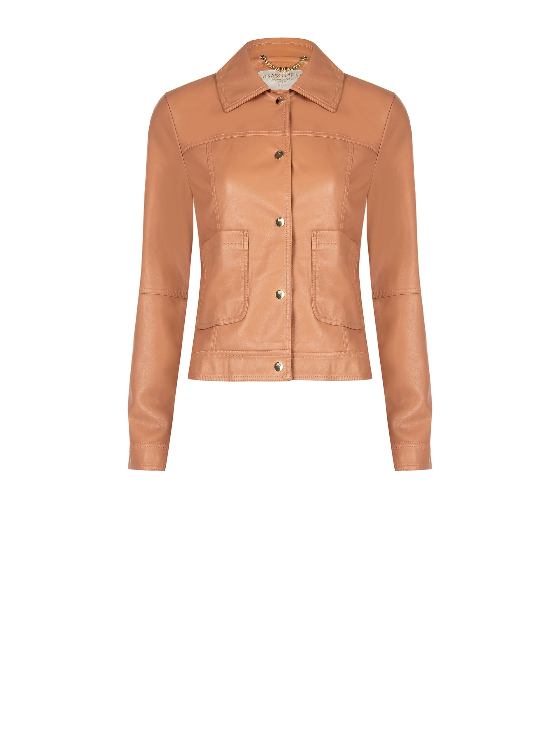 Leatherette Jacket With Front Pockets And Buttons Logo Rr Rinascimento