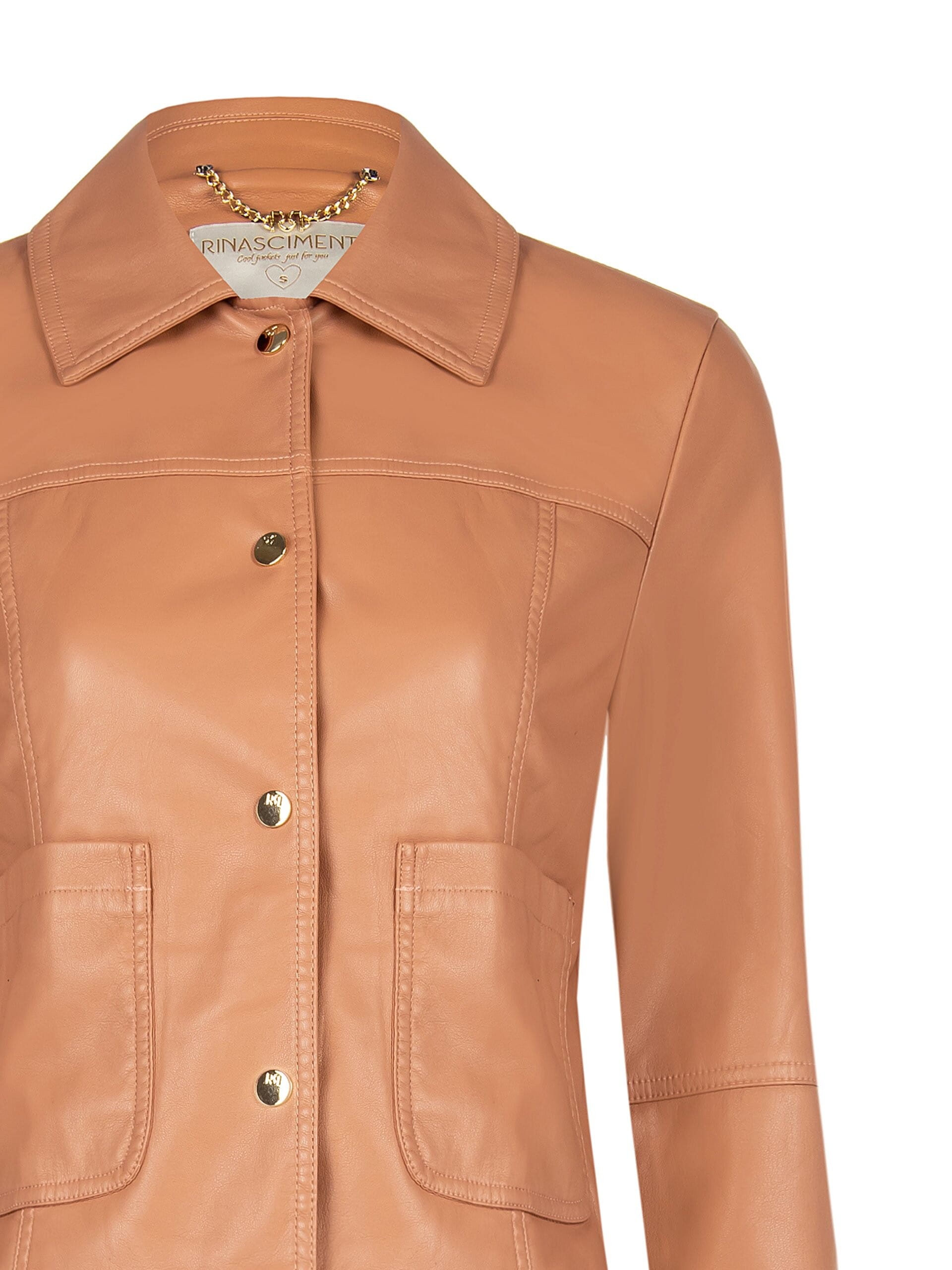 Leatherette Jacket With Front Pockets And Buttons Logo Rr Rinascimento