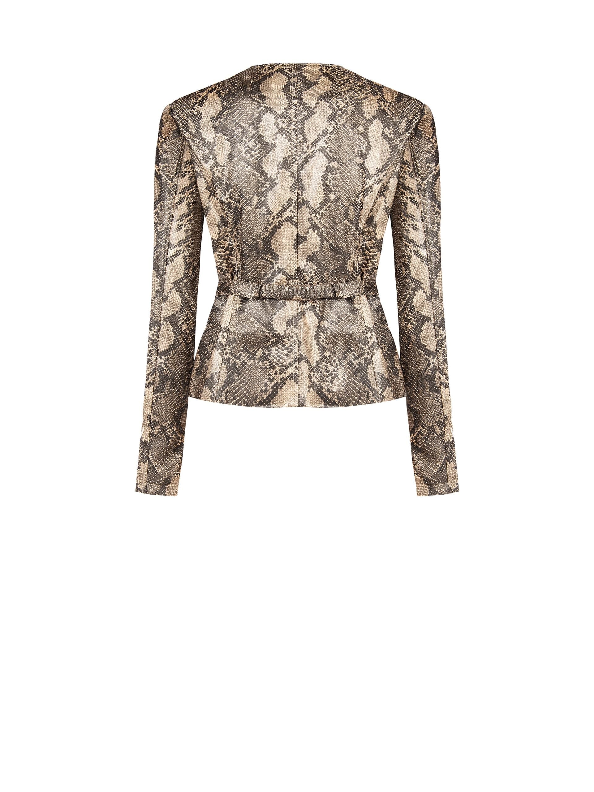 Giubbotto Sfiancato In Similpelle Pitonata Con Cintura Coordinata E Spalline Rinascimento