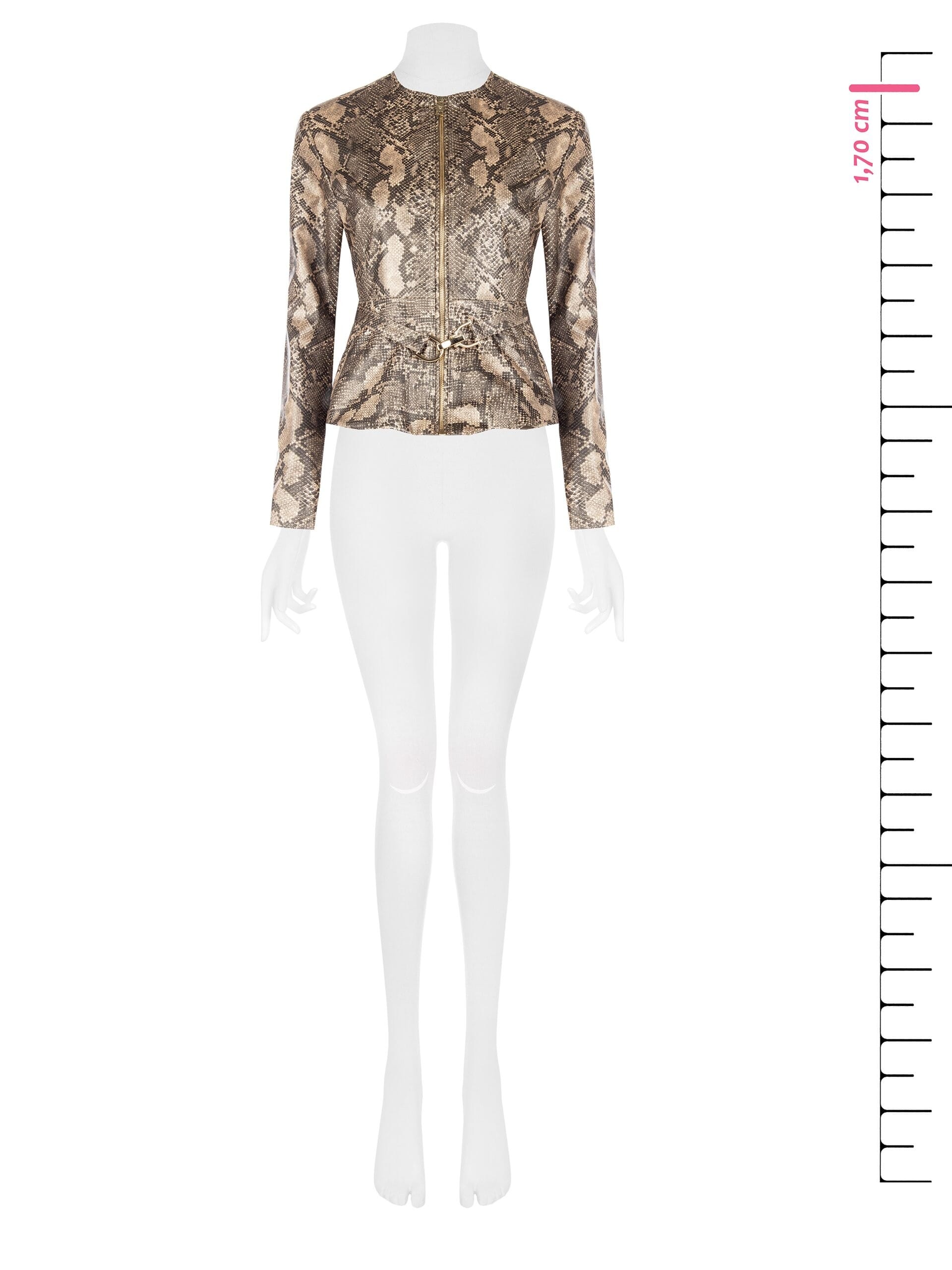 Giubbotto Sfiancato In Similpelle Pitonata Con Cintura Coordinata E Spalline Rinascimento