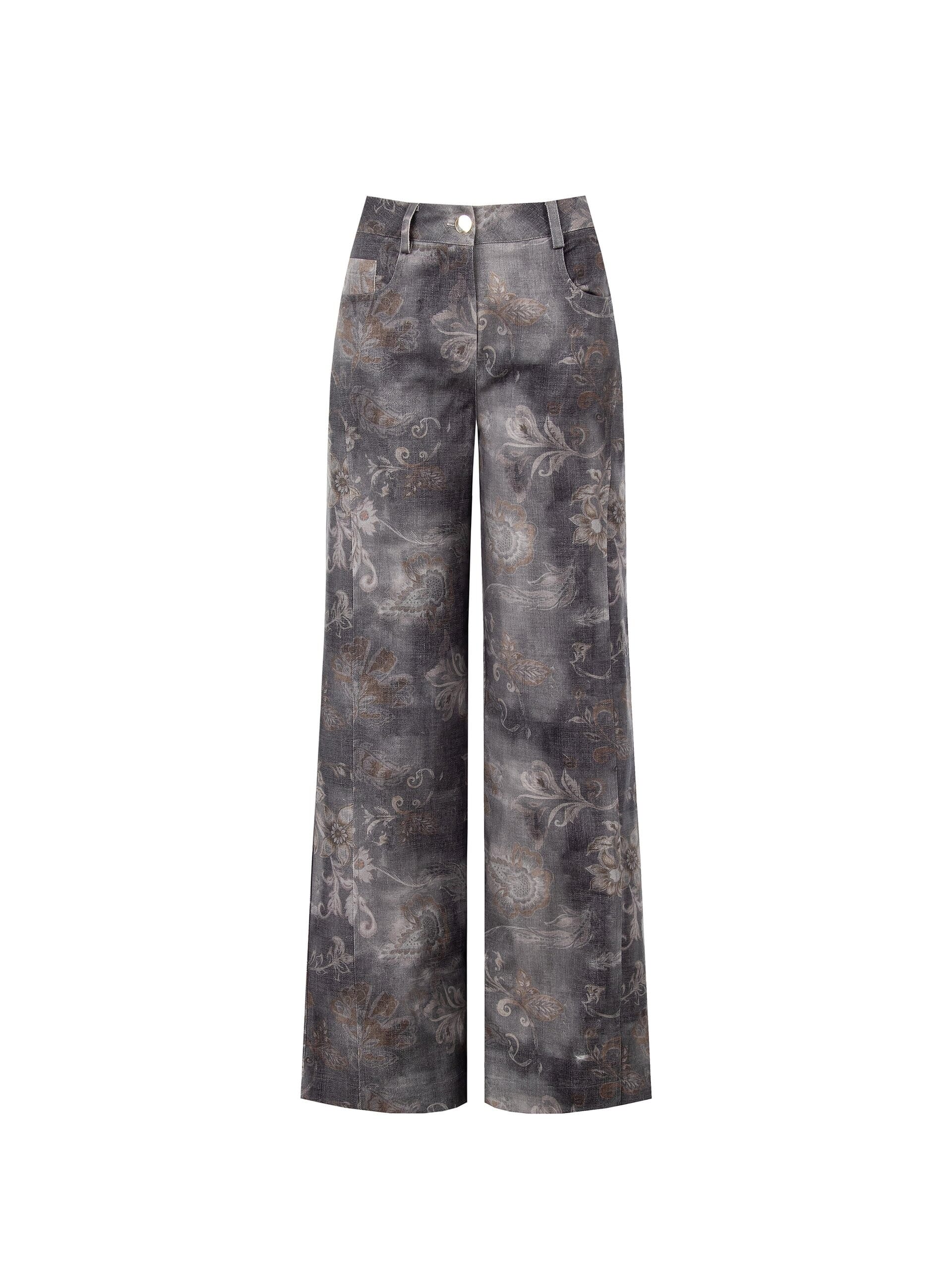 Jeans Palazzo Slavato E Stampato A Fiori Rinascimento