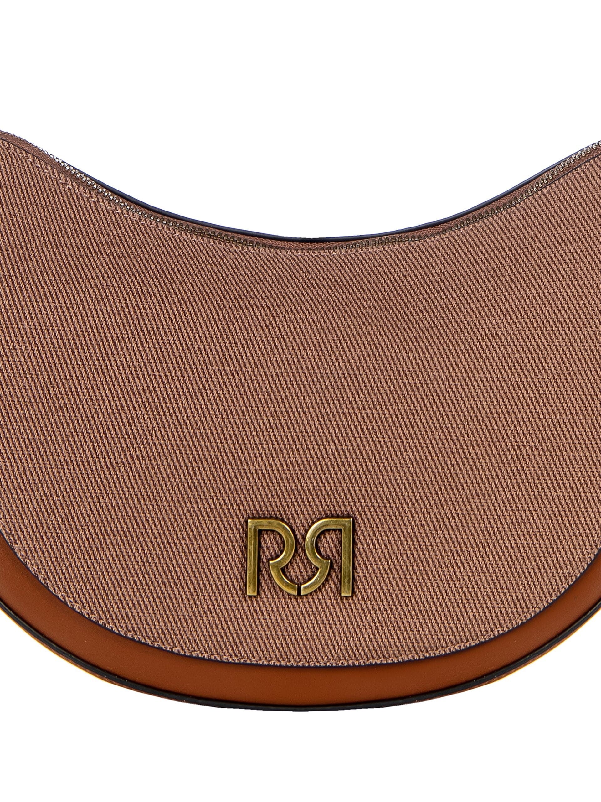 Sac à bandoulière en toile demi-lune avec garniture en similicuir Rinascimento