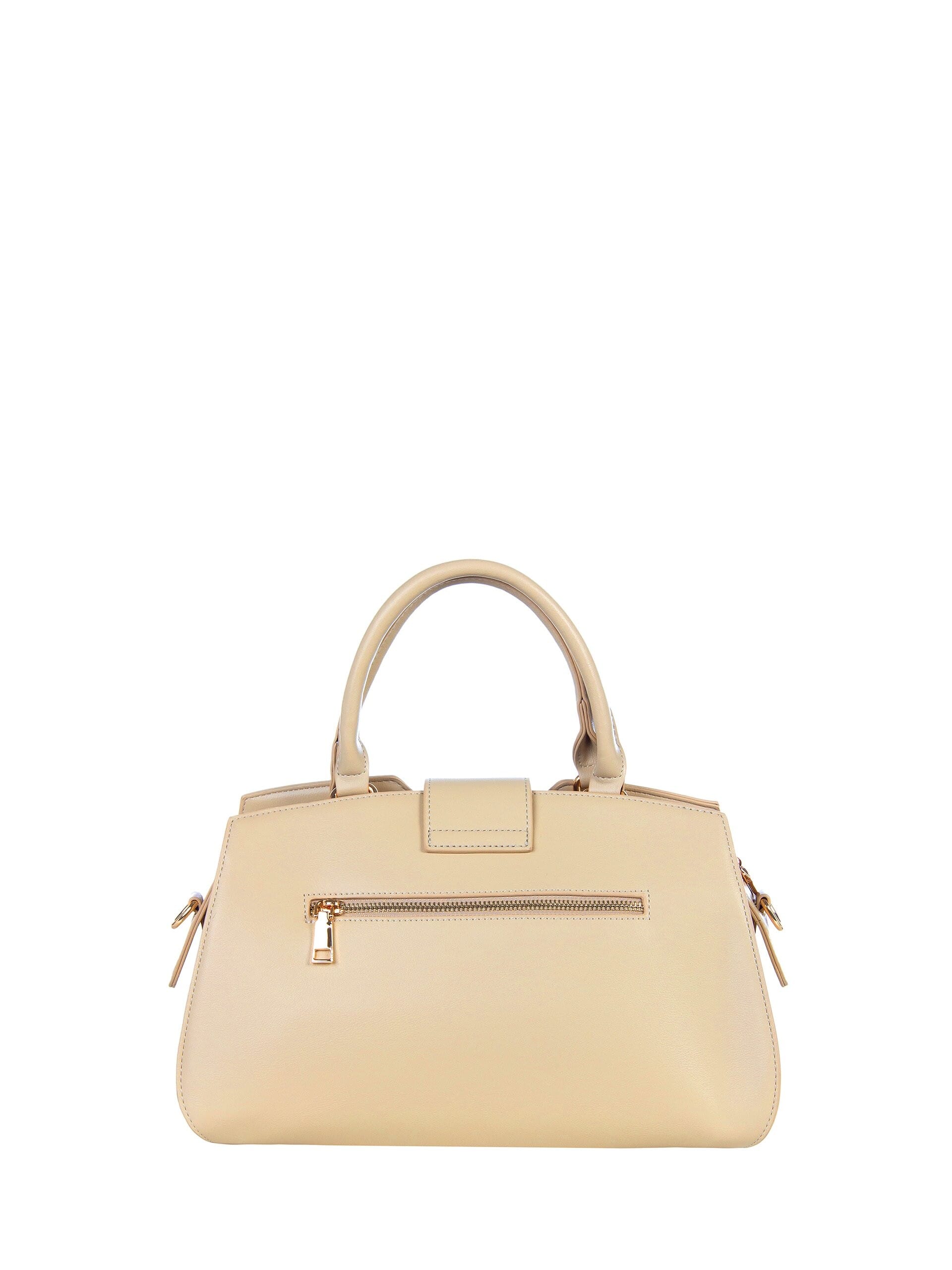 Canvas Hand Bag With Leatherette Trim And Removable Adjustable Shoulder Strap Rinascimento