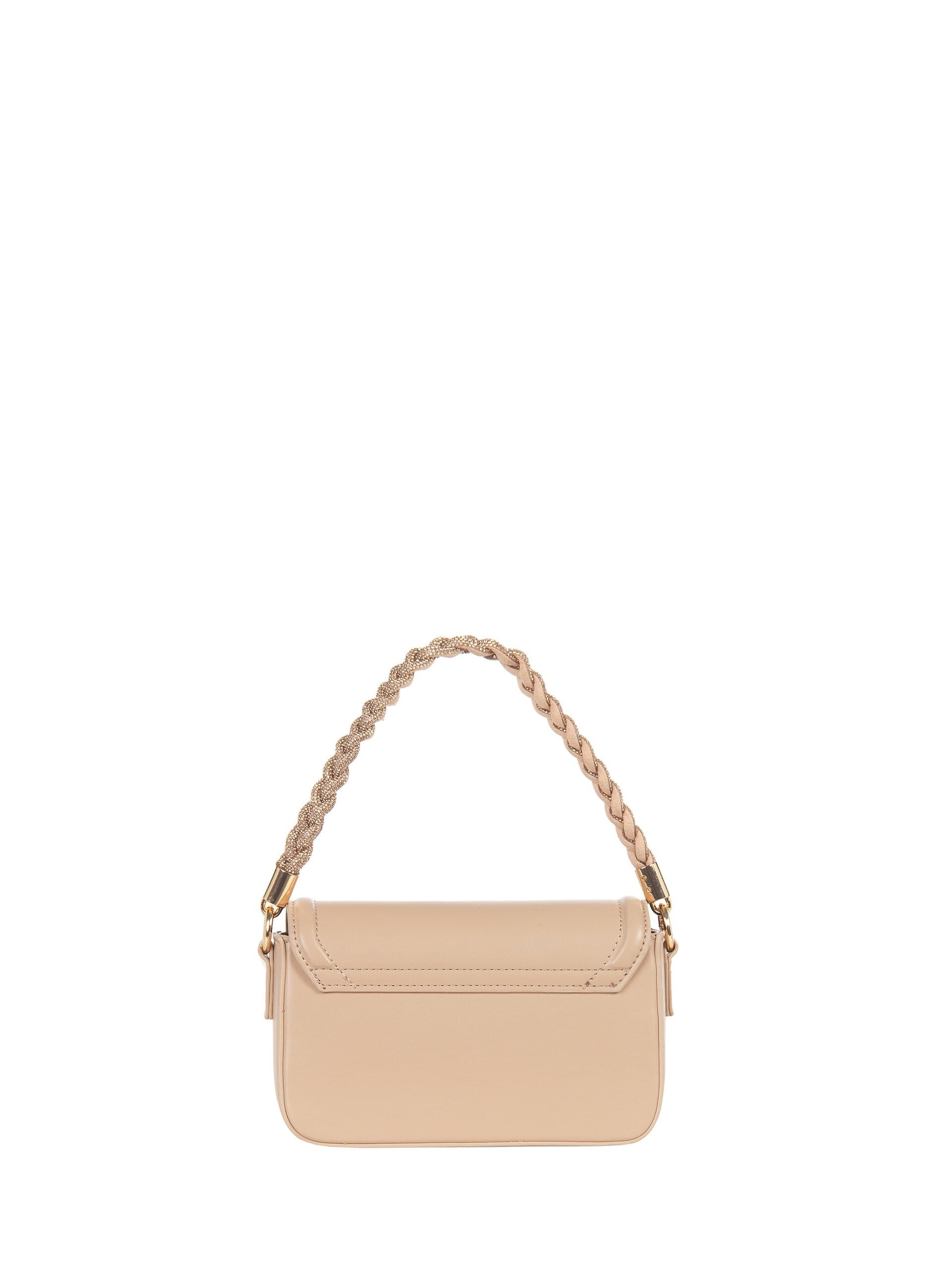 Simil leather handbag with rhinestone handle and bow and removable shoulder strap Rinascimento