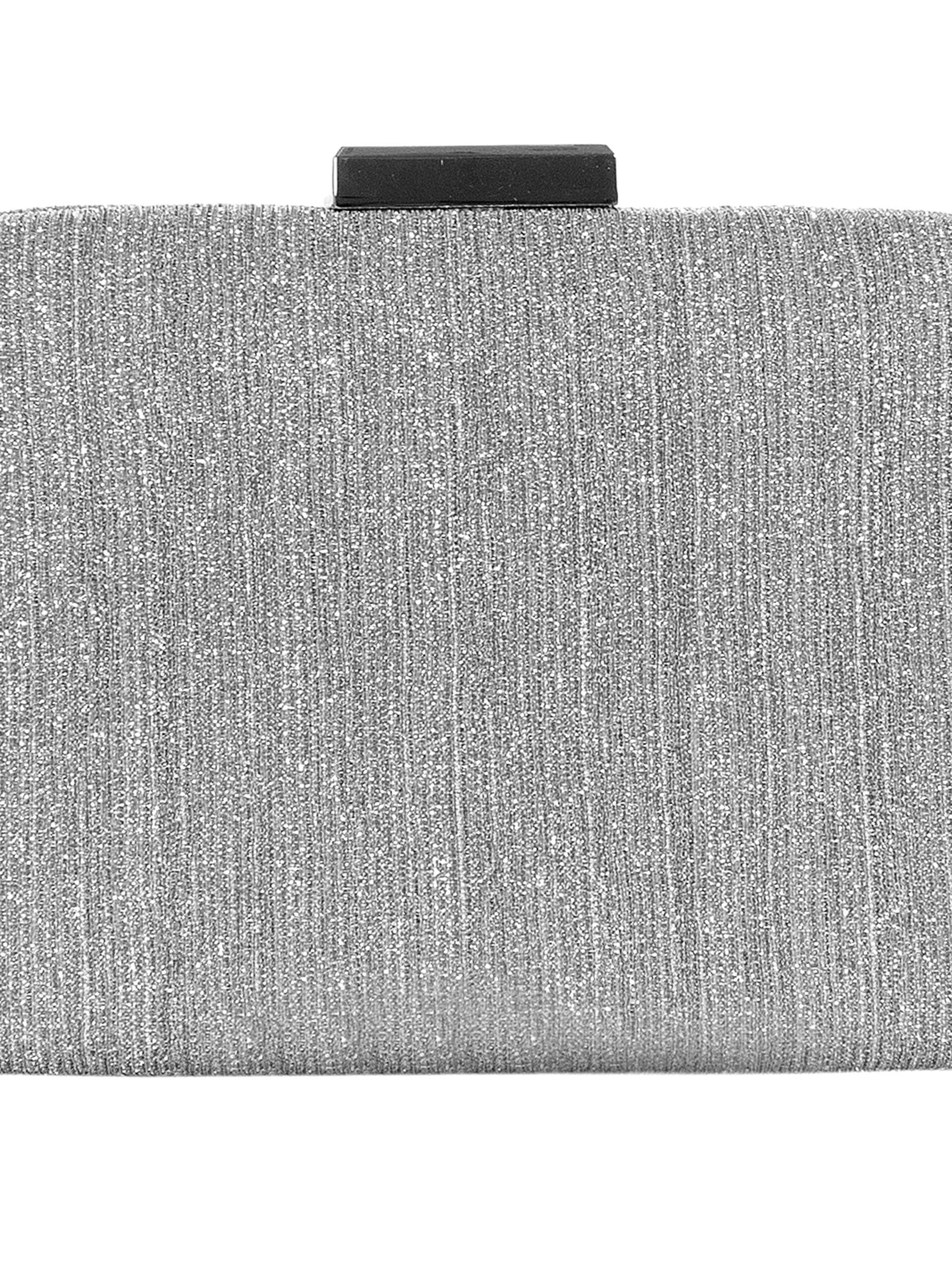 Mini Rigid Laminated Glitter Effect Clutch Bag With Internal Chain Strap Rinascimento