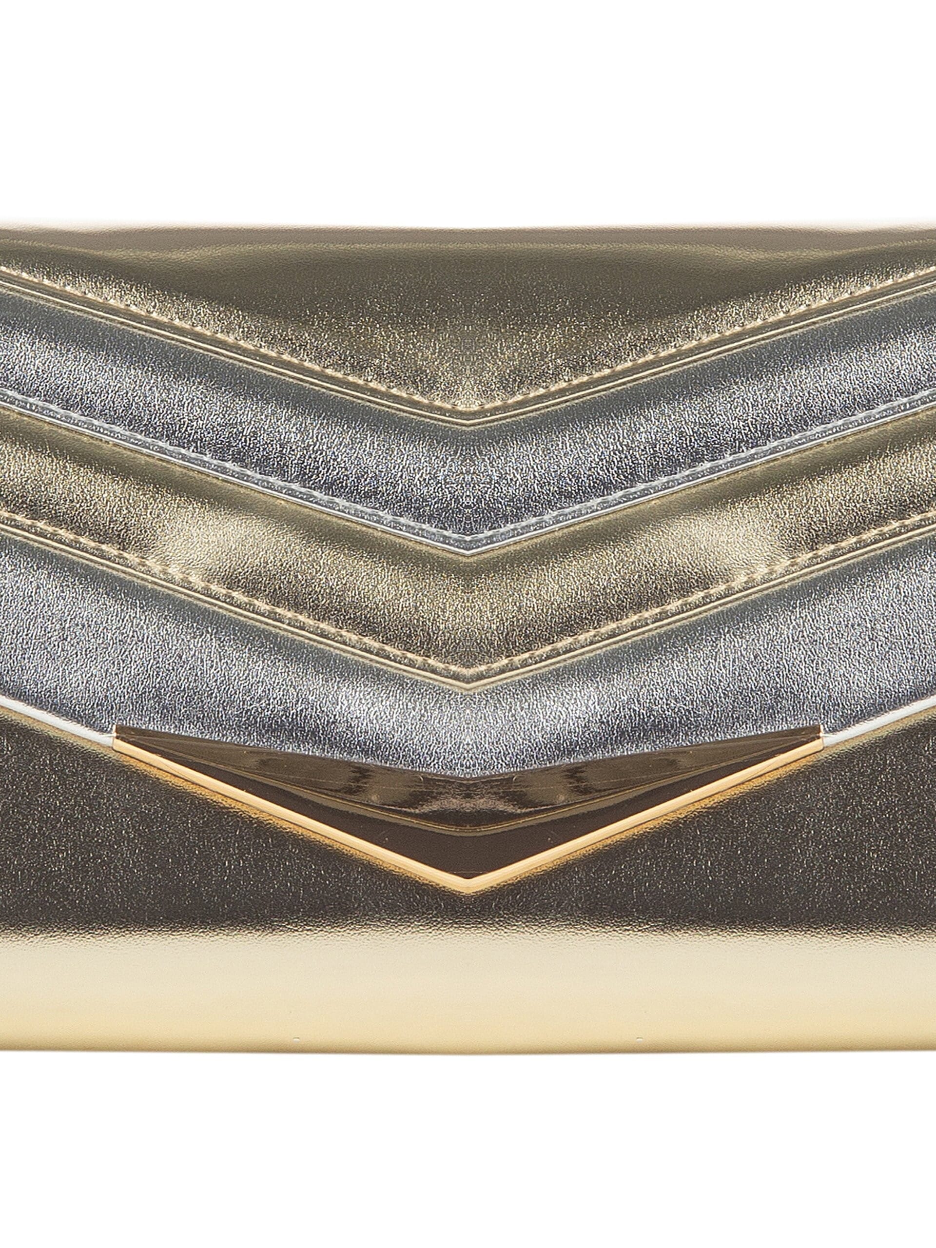 Rigid Metallised Leatherette Clutch Bag With Removable Chain Strap Rinascimento