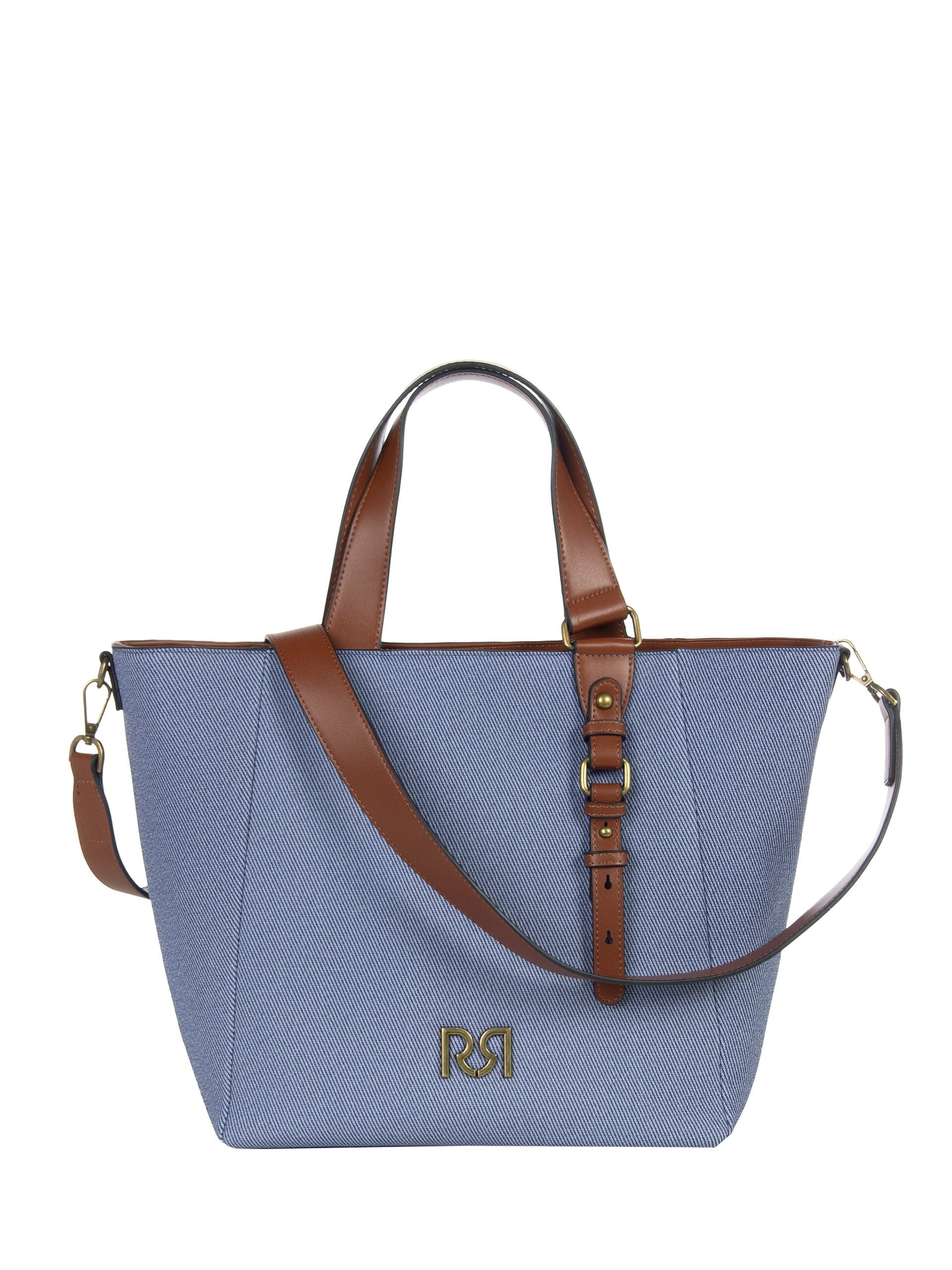 Maxi Canvas Shopper With Imitation Leather Trim And Removable Adjustable Strap Rinascimento