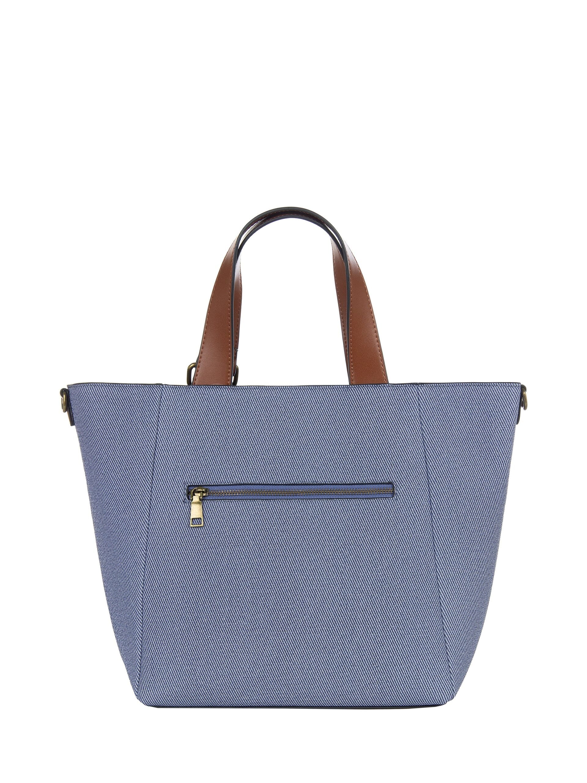 Maxi Canvas Shopper With Imitation Leather Trim And Removable Adjustable Strap Rinascimento