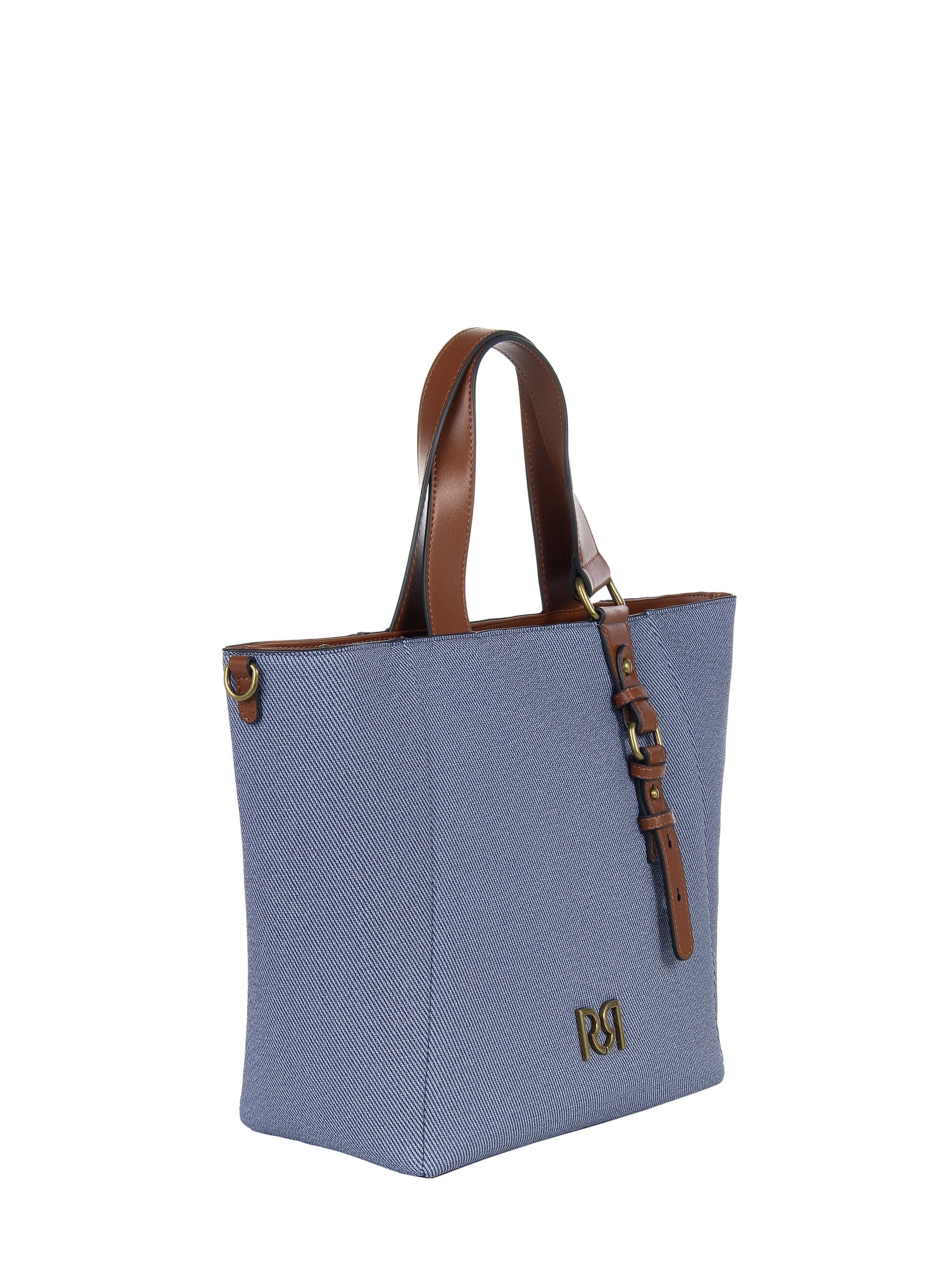 Maxi Canvas Shopper With Imitation Leather Trim And Removable Adjustable Strap Rinascimento
