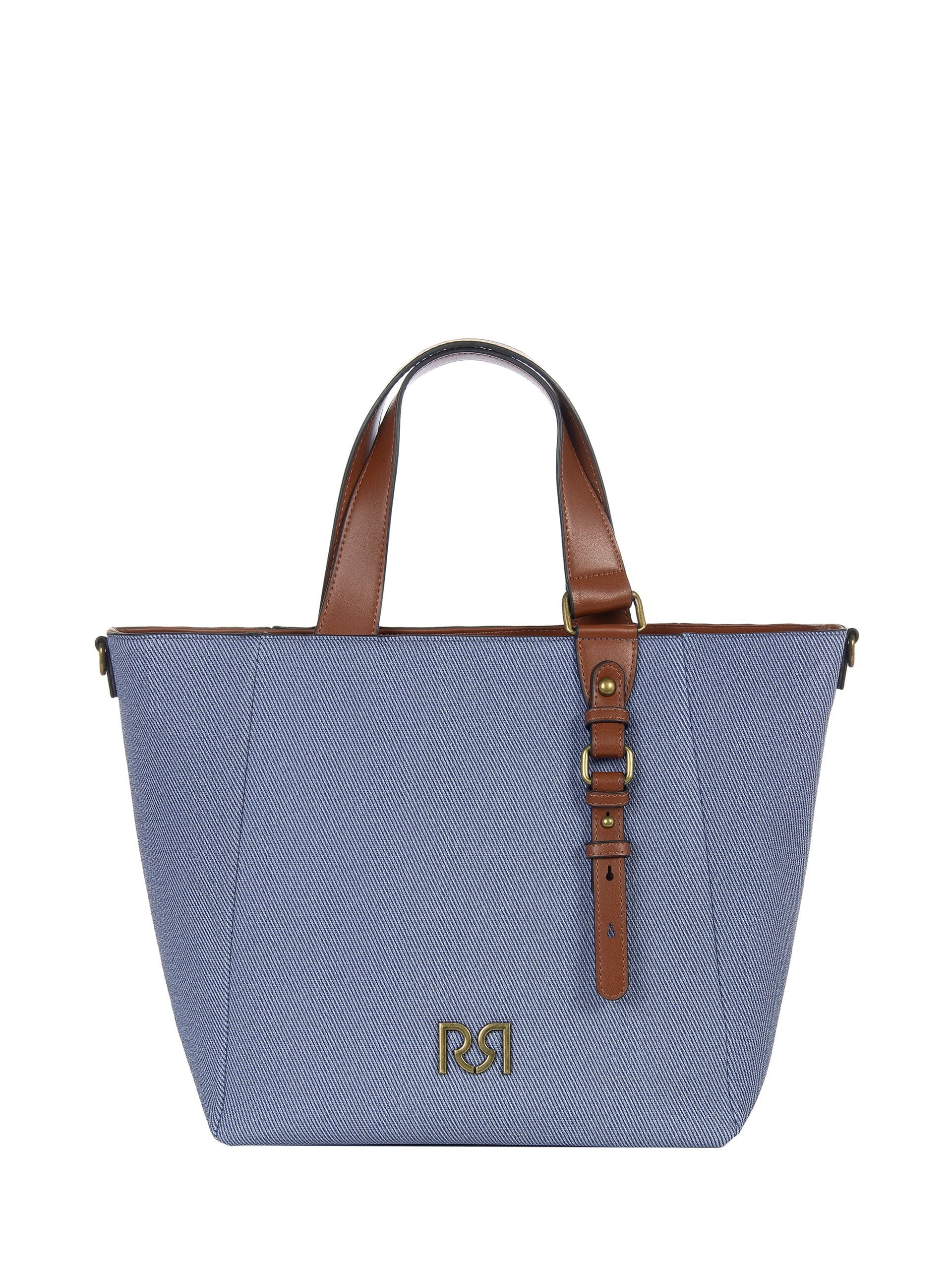 Maxi Canvas Shopper With Imitation Leather Trim And Removable Adjustable Strap Rinascimento