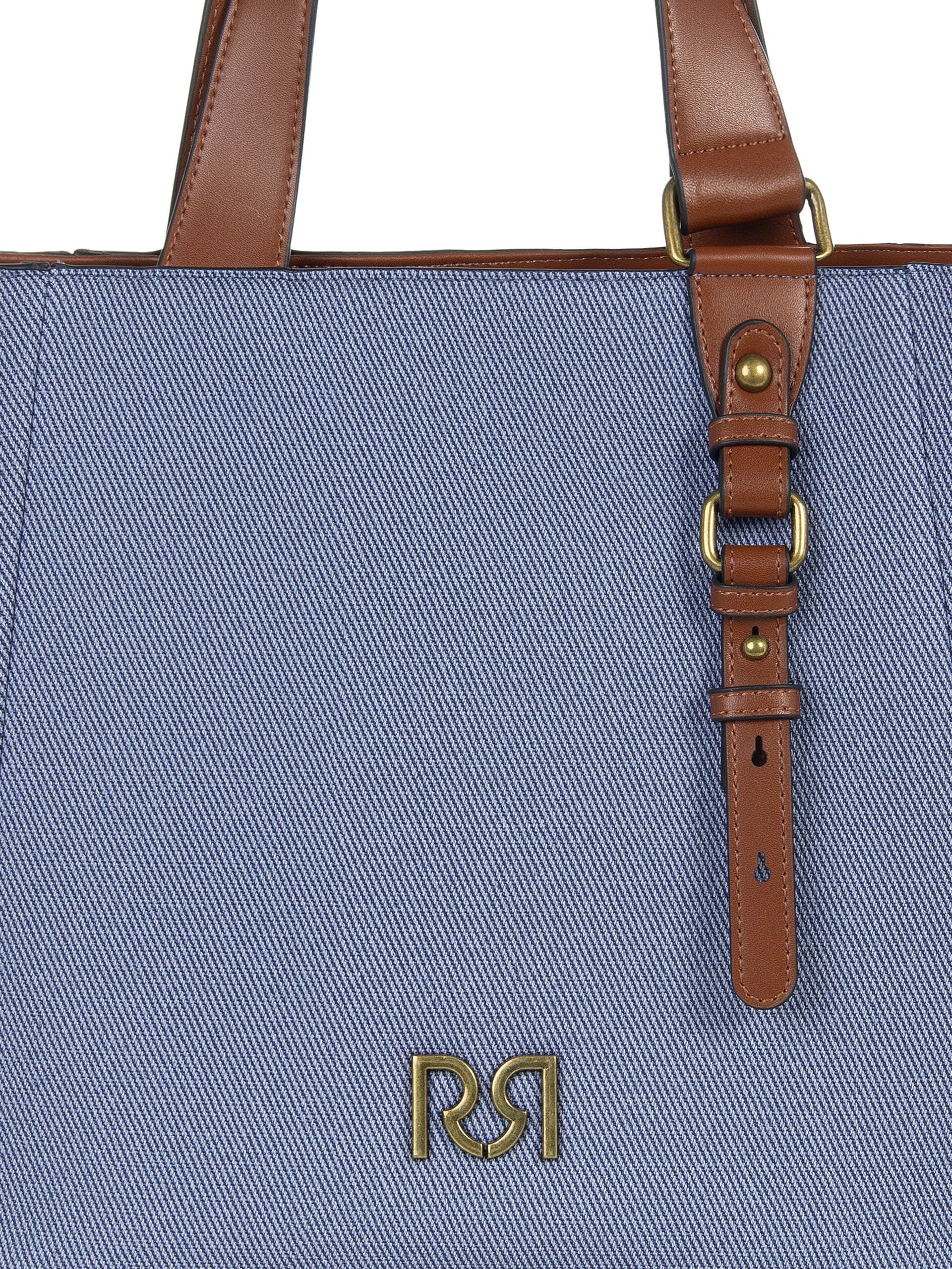 Maxi Canvas Shopper With Imitation Leather Trim And Removable Adjustable Strap Rinascimento