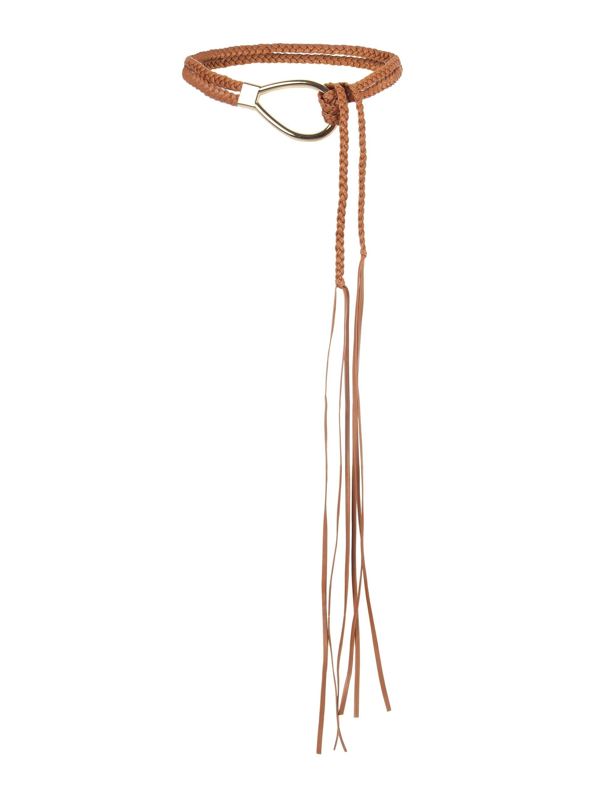 Cintura In Similpelle Intrecciata Con Fibbia A Goccia E Frange Lunghe Rinascimento