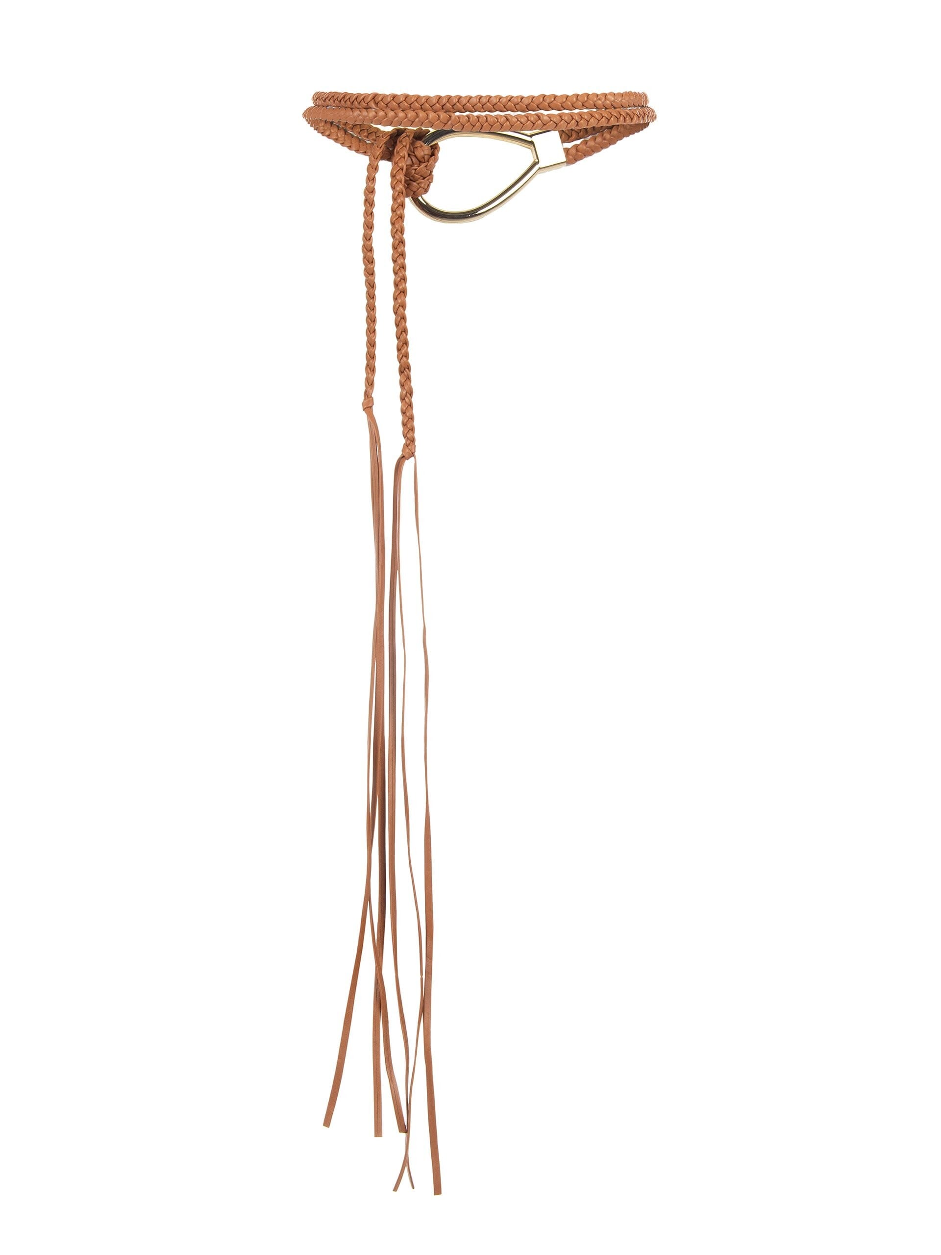 Cintura In Similpelle Intrecciata Con Fibbia A Goccia E Frange Lunghe Rinascimento