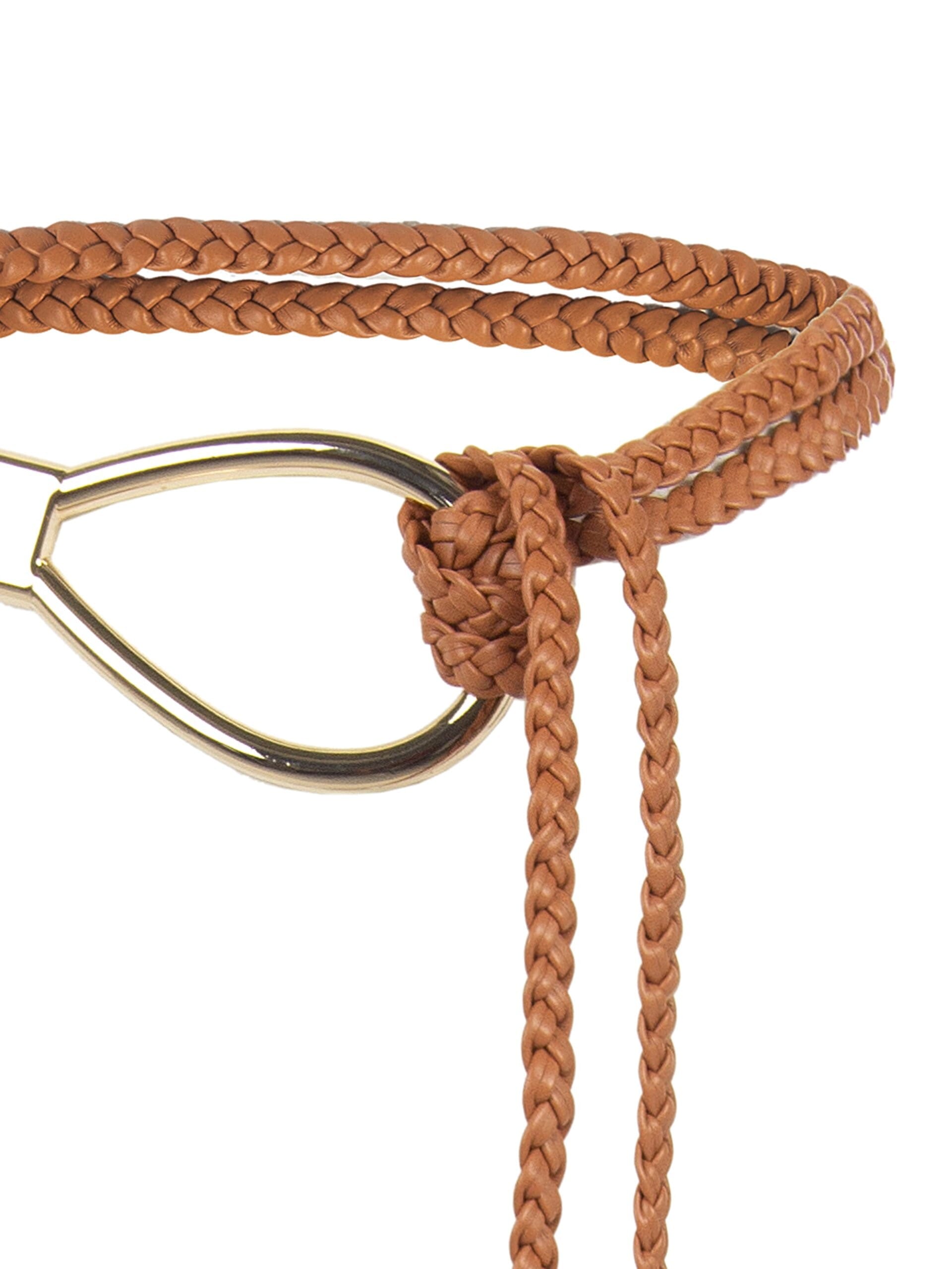 Cintura In Similpelle Intrecciata Con Fibbia A Goccia E Frange Lunghe Rinascimento