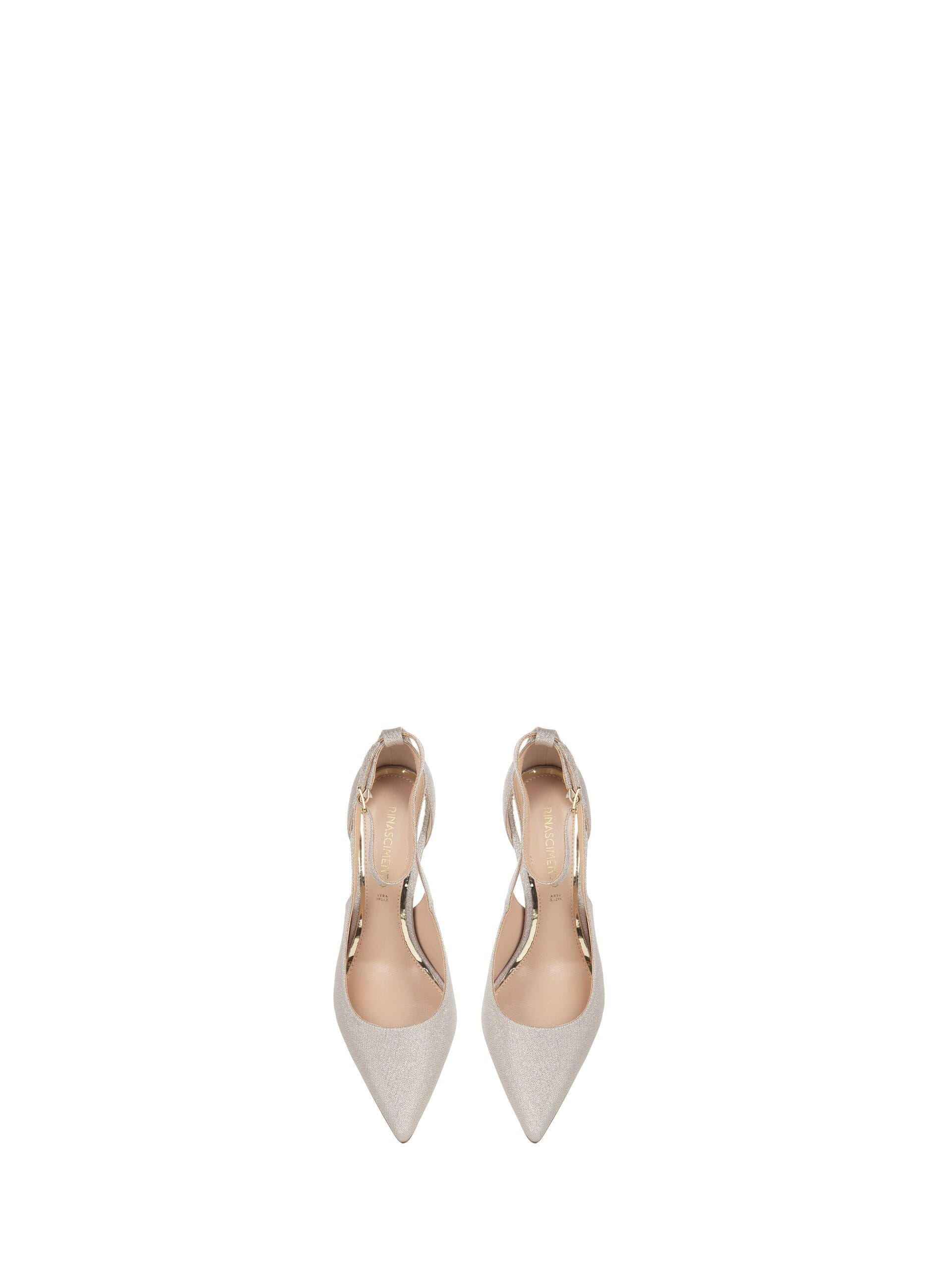 Glitter-effect lamé décolleté with ankle strap Rinascimento