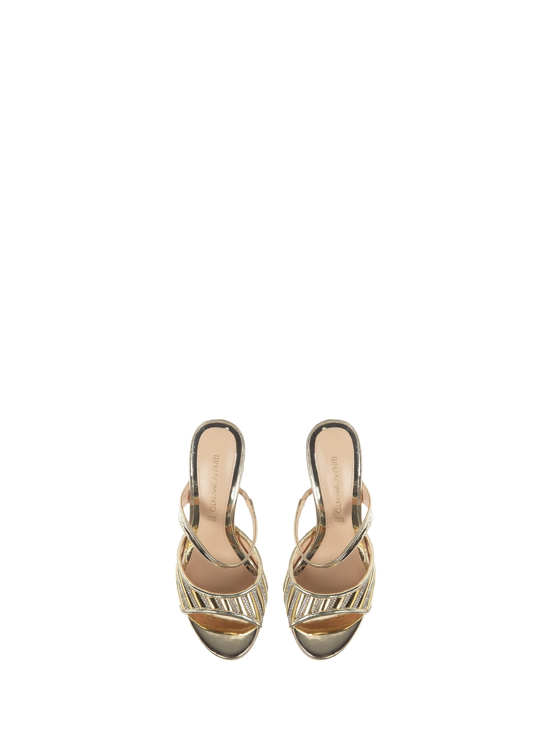 Open Sandals With Rhinestone Stripes Rinascimento