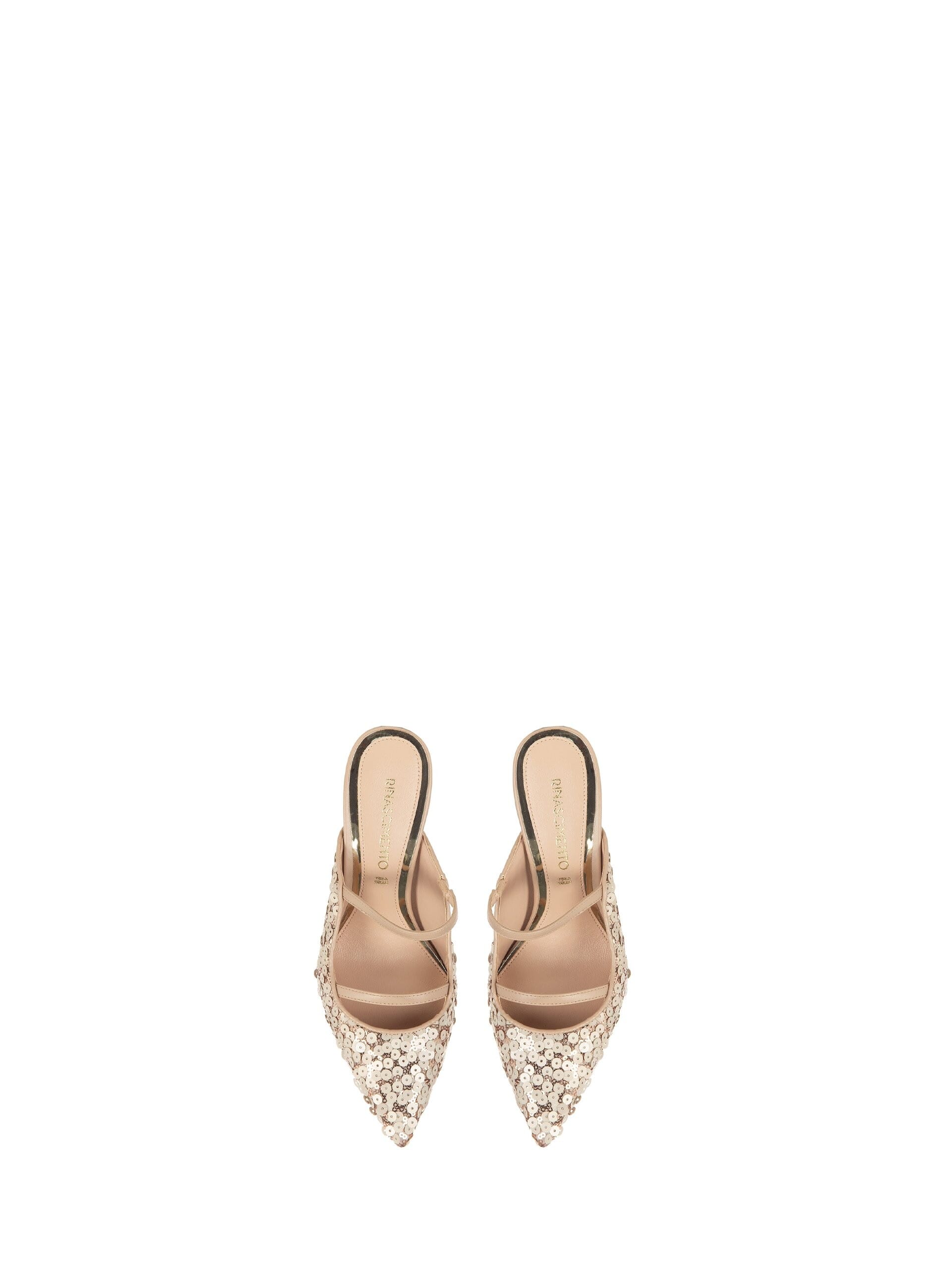 Open Sequined Pumps With Double Strap Rinascimento