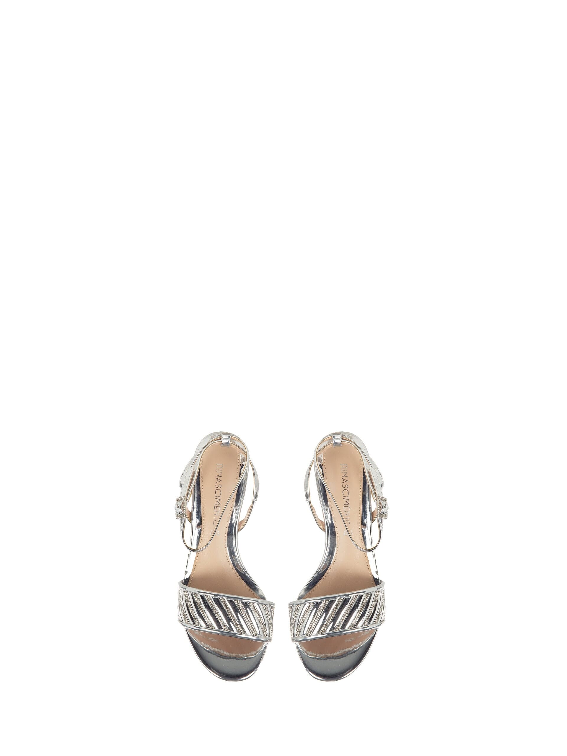 Striped Sandal With Rhinestone Buckle And Kitten Heel Rinascimento