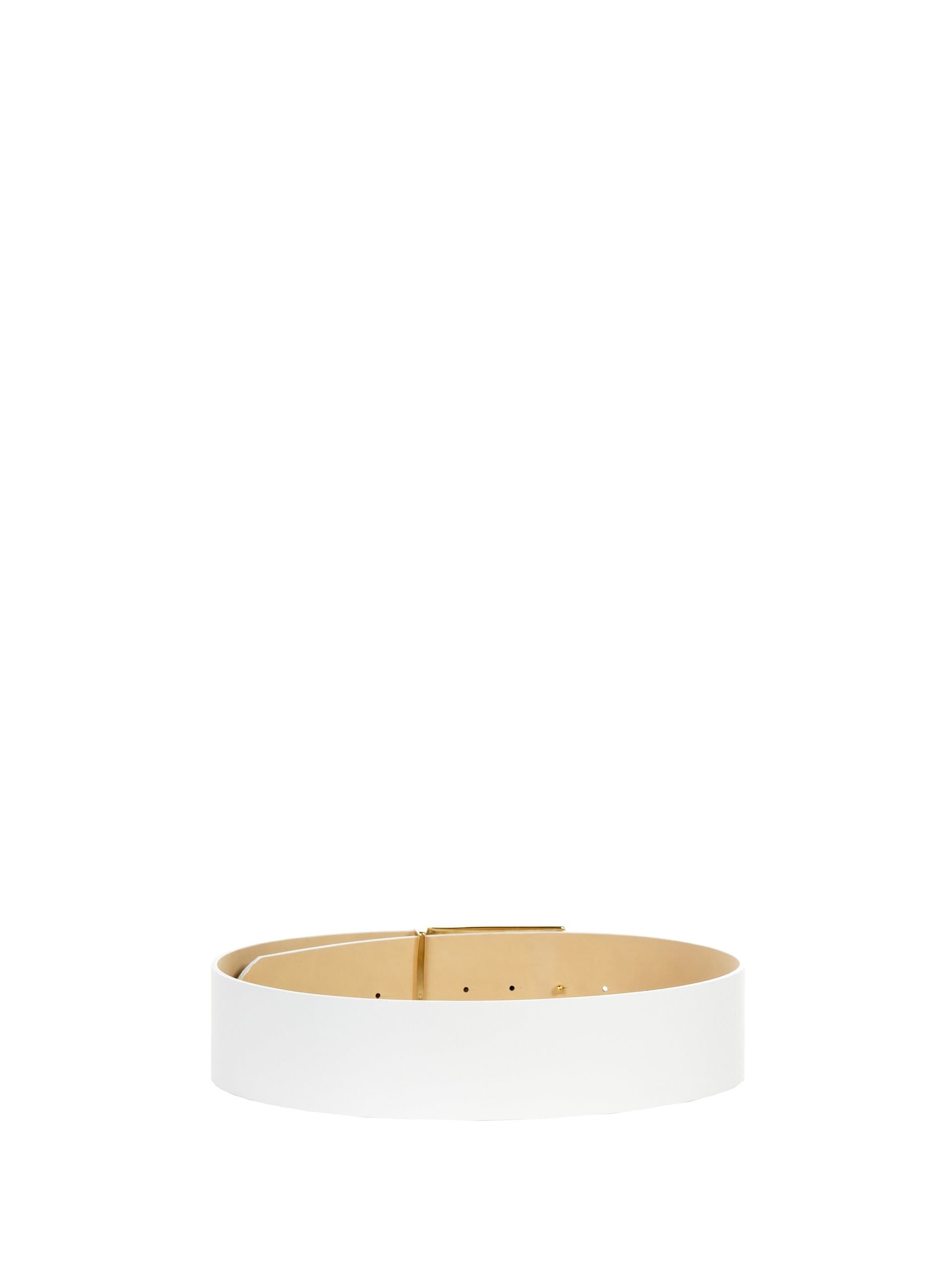 Rigid High Leather Belt With Square Buckle And Logo Rinascimento