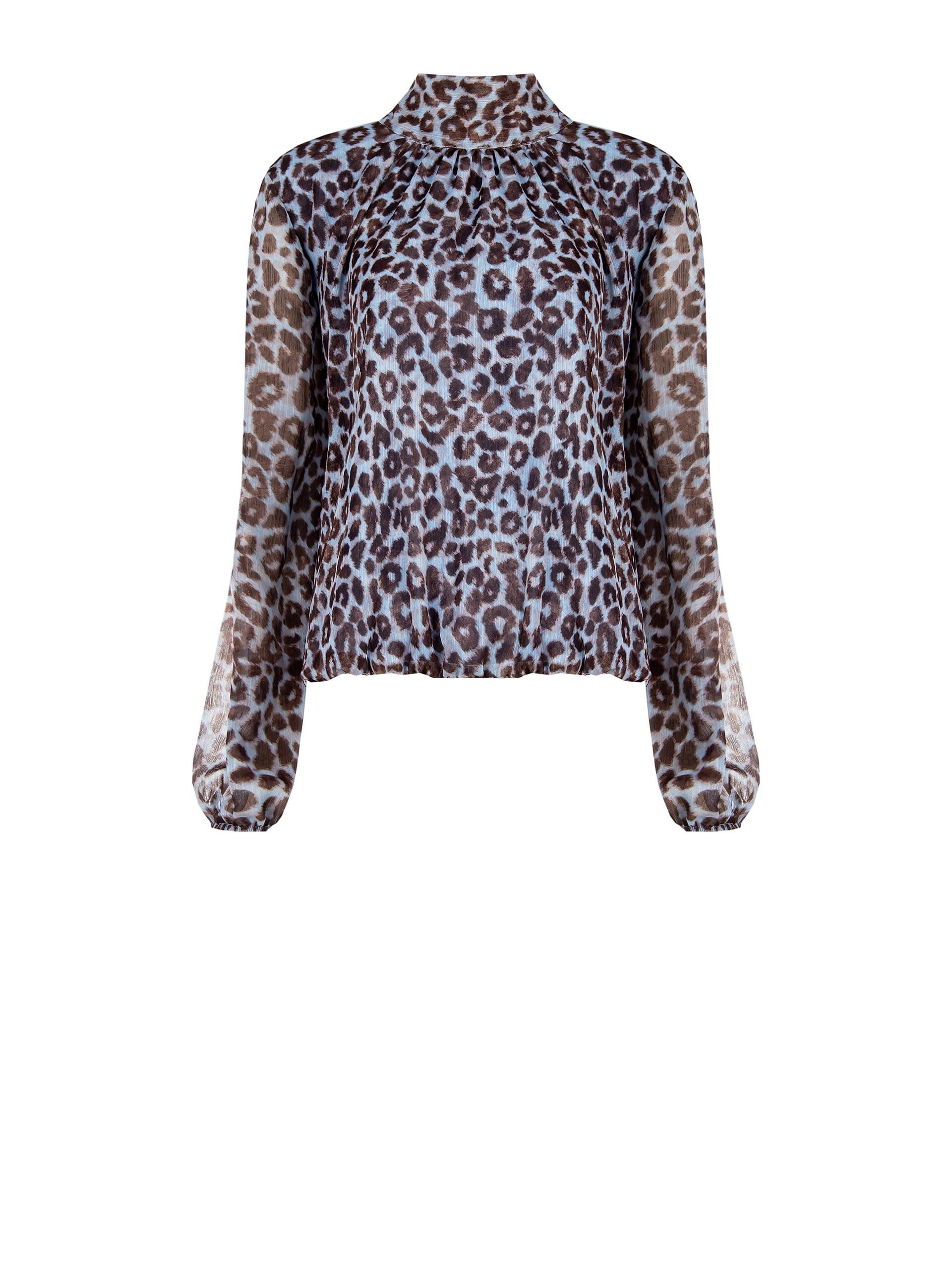 Spotted Georgette Wide Balloon Blouse With Back Bow Rinascimento