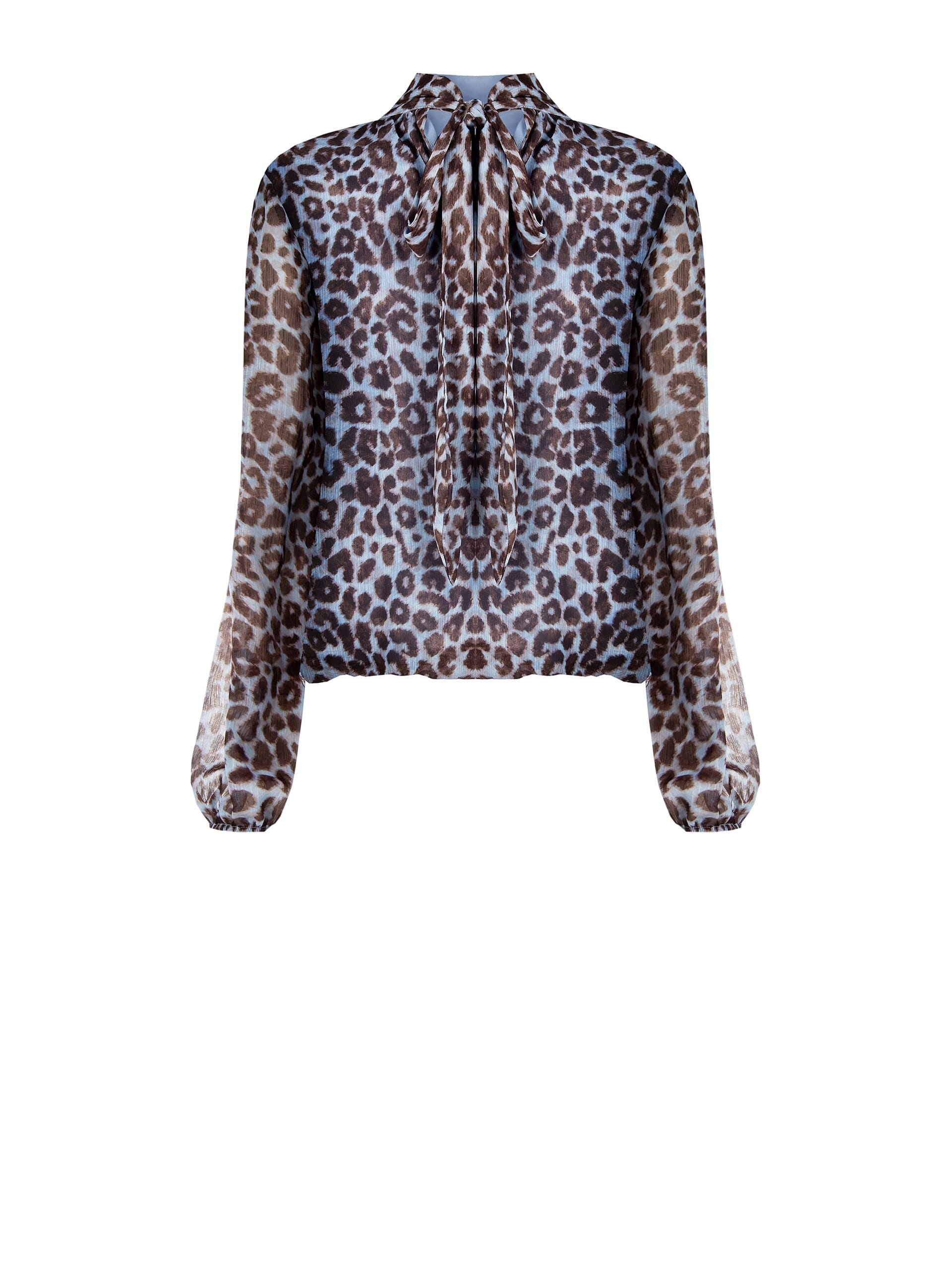 Spotted Georgette Wide Balloon Blouse With Back Bow Rinascimento