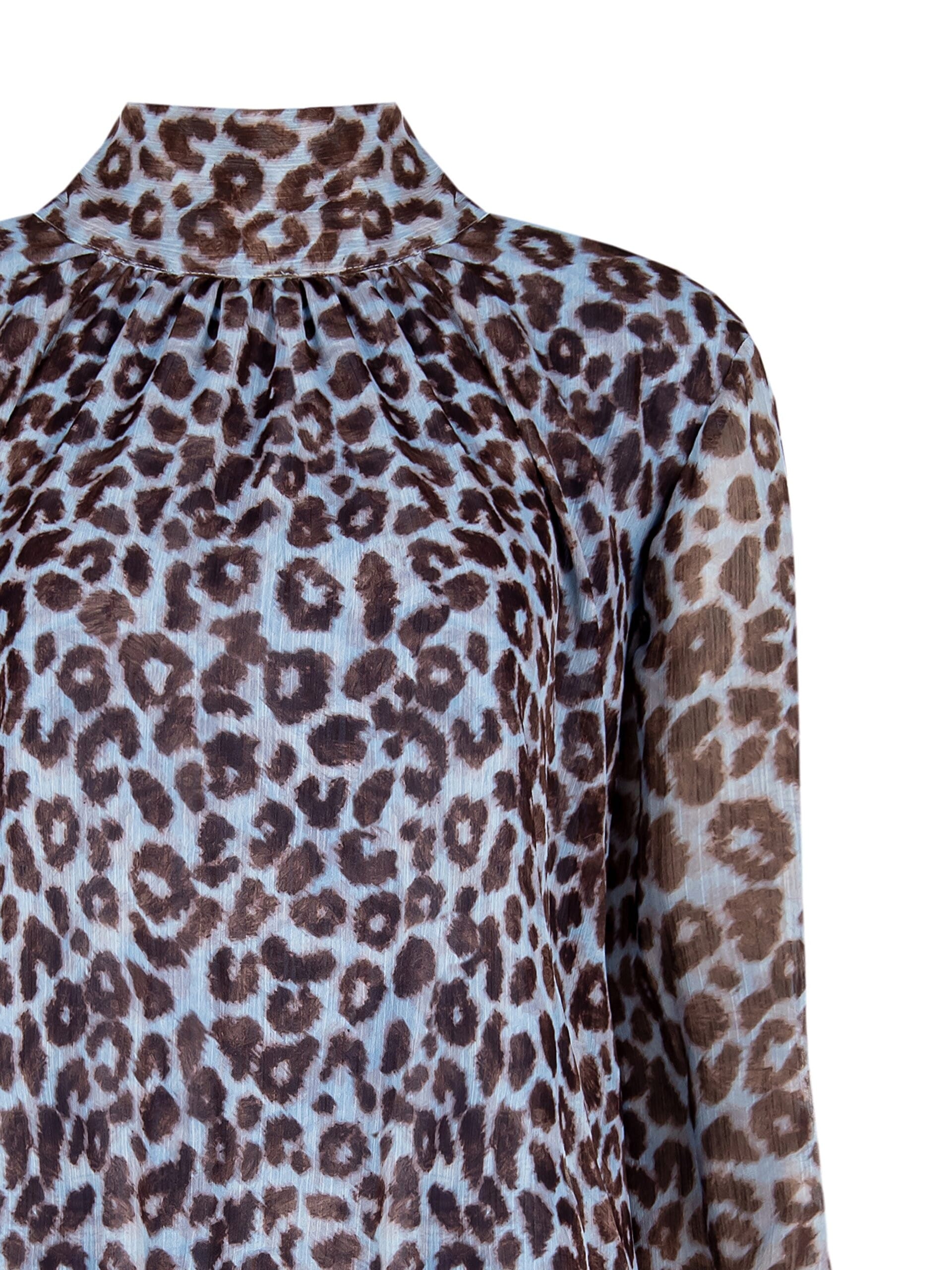 Spotted Georgette Wide Balloon Blouse With Back Bow Rinascimento