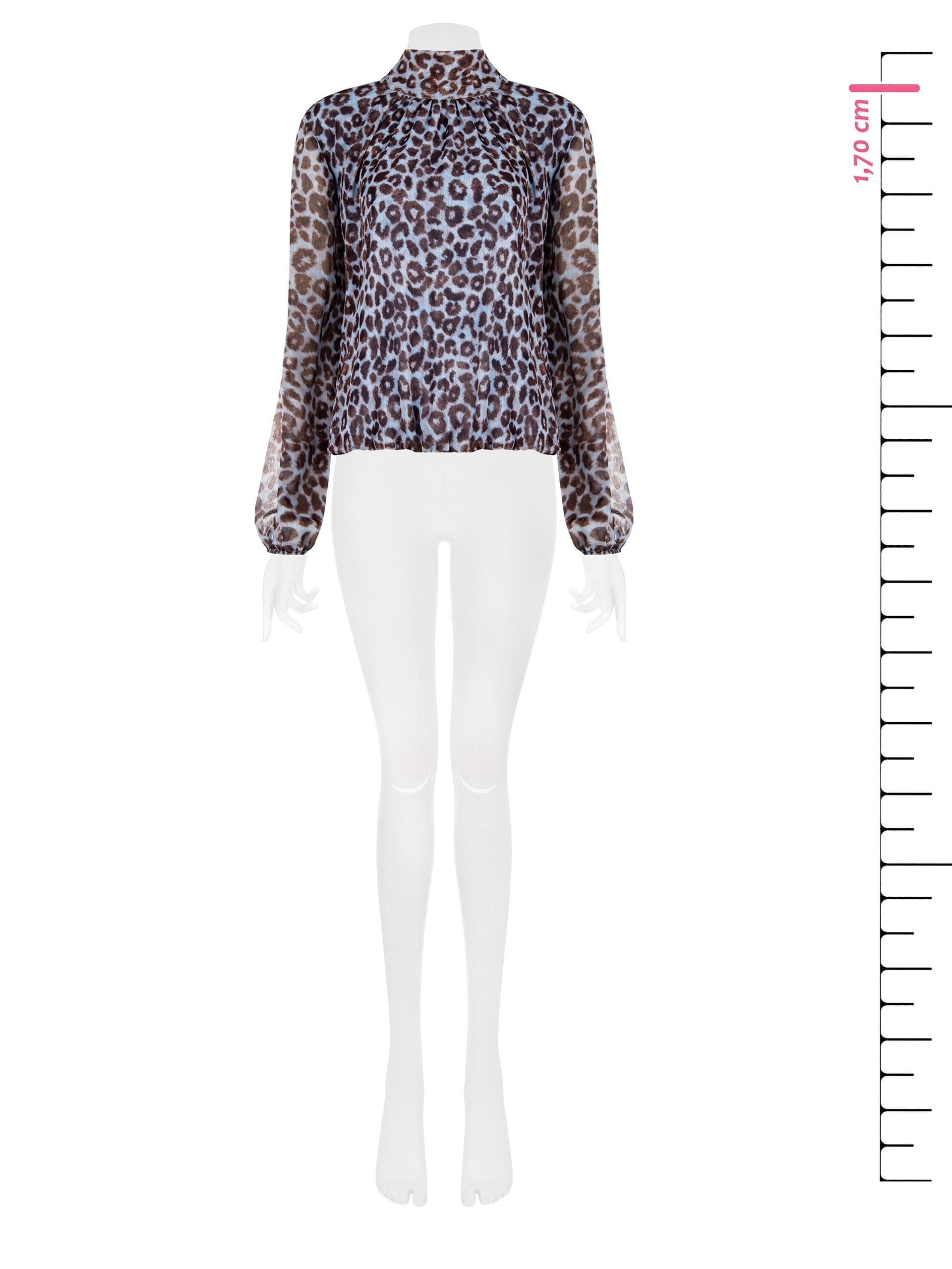 Spotted Georgette Wide Balloon Blouse With Back Bow Rinascimento